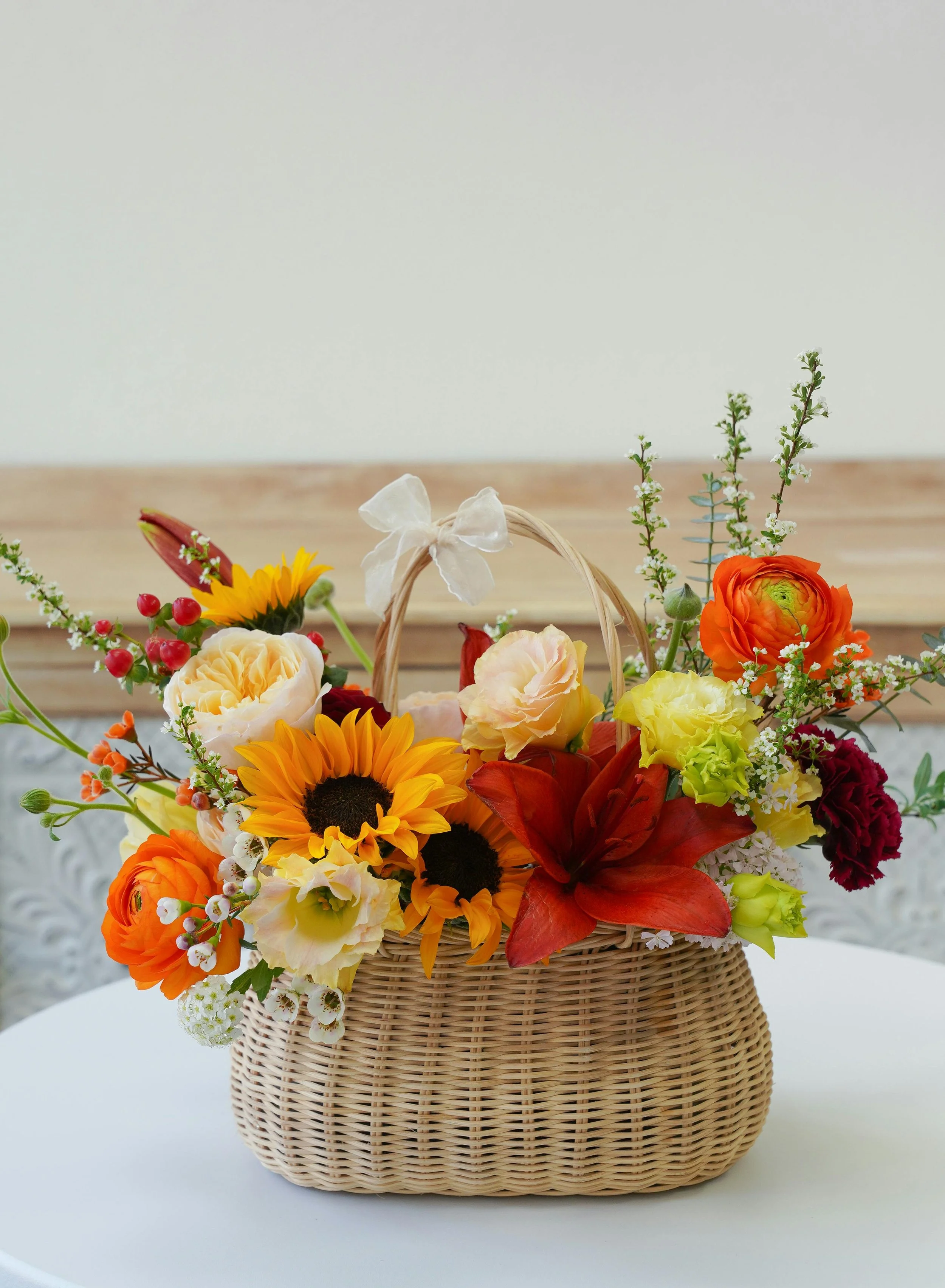 Rustic Elegance Floral Arrangement Basket