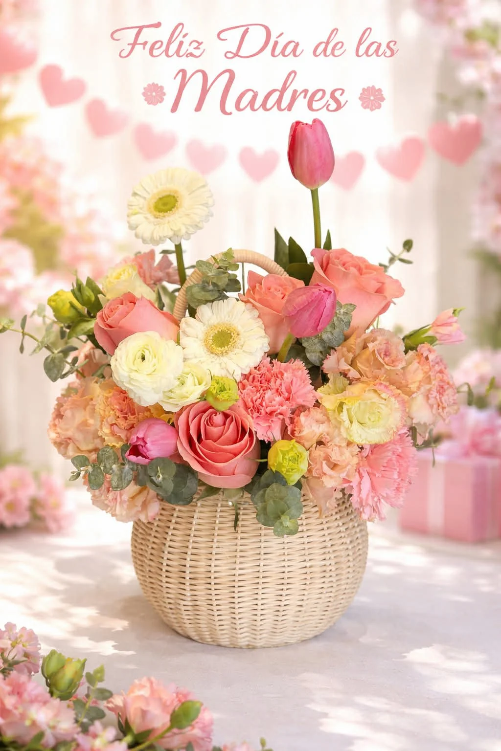 Rustic Elegance Floral Arrangement Basket