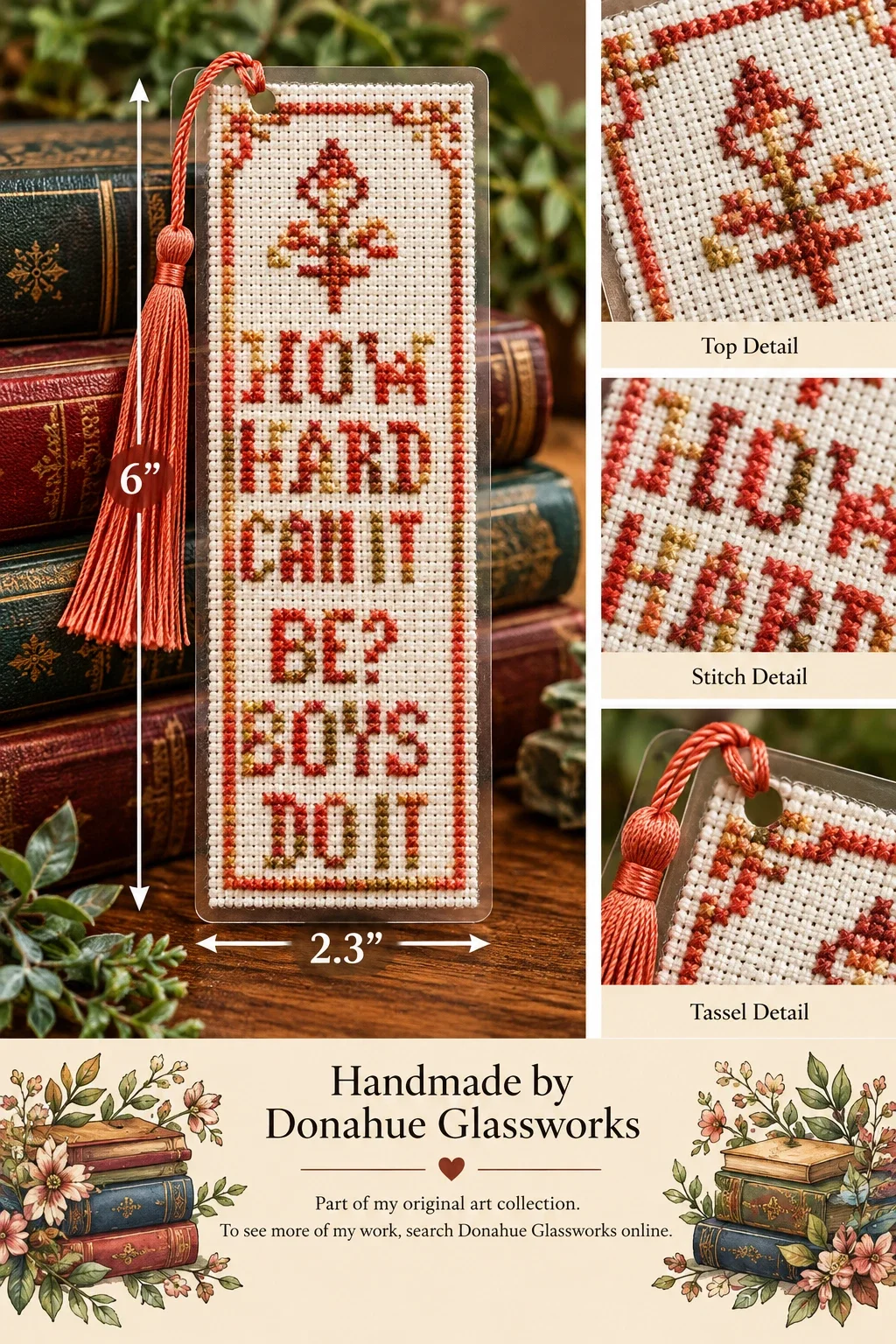 How Hard Can It Be? Boys Do It — Cross-Stitch Bookmark