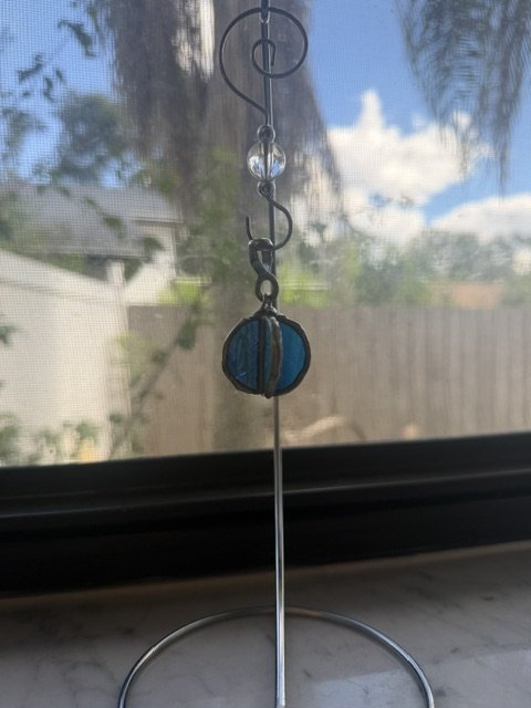 Azure Stripe Stained Glass Light Pull – 1.3 inch