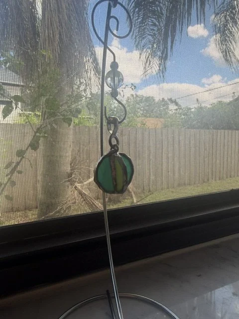 Emerald Stripe Stained Glass Light Pull – 1.3 inch