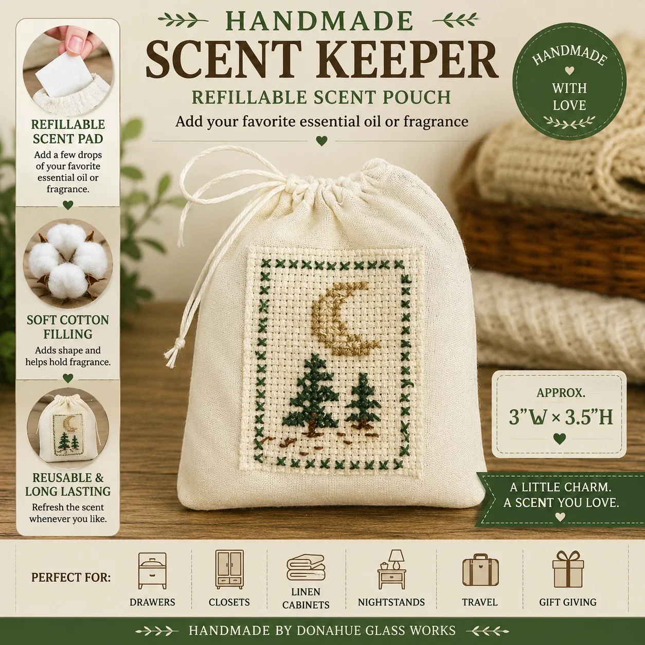Moonlit Pines — Handmade Refillable Scent Keeper
