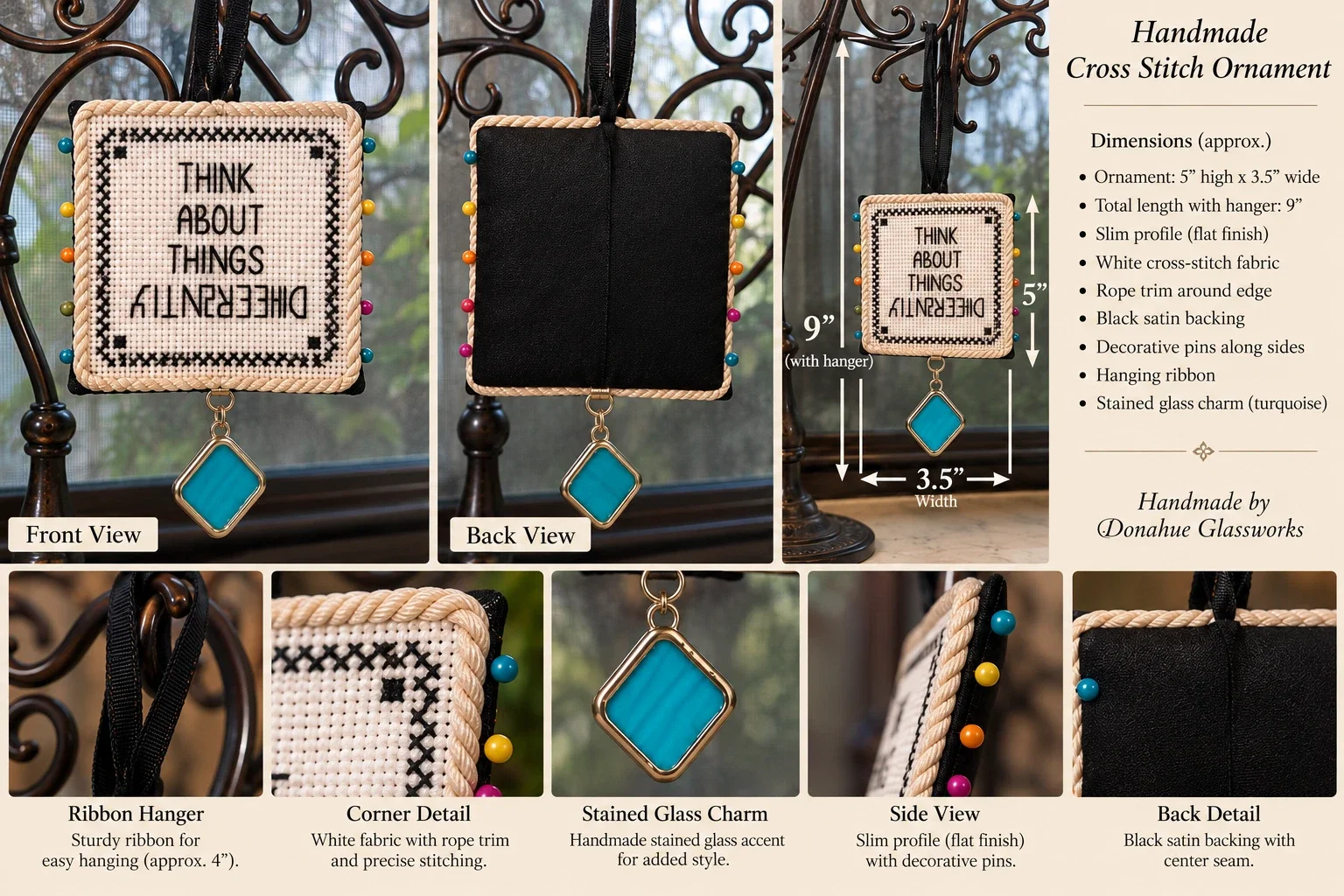 Think About Things Differently — Cross-Stitch Ornament