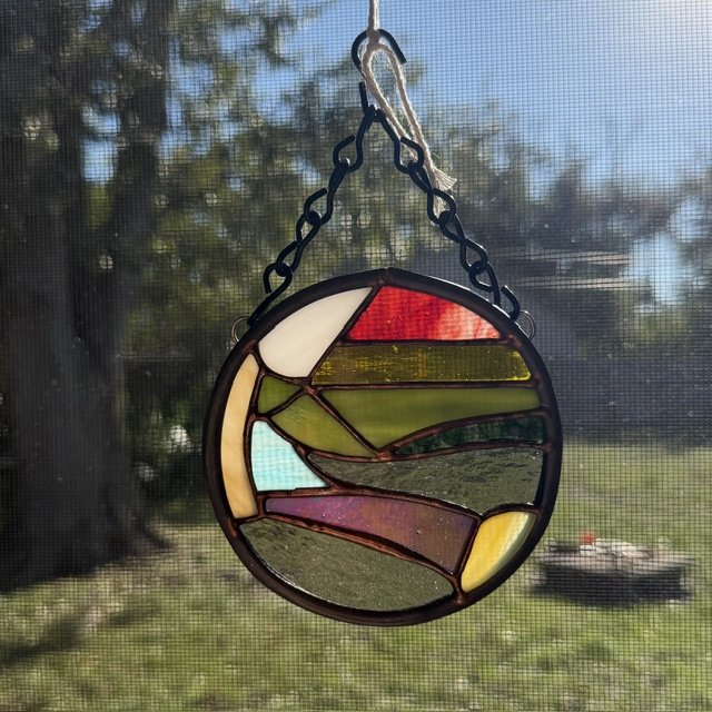 Meadow Mosaic — 4″ Round Stained Glass Suncatcher