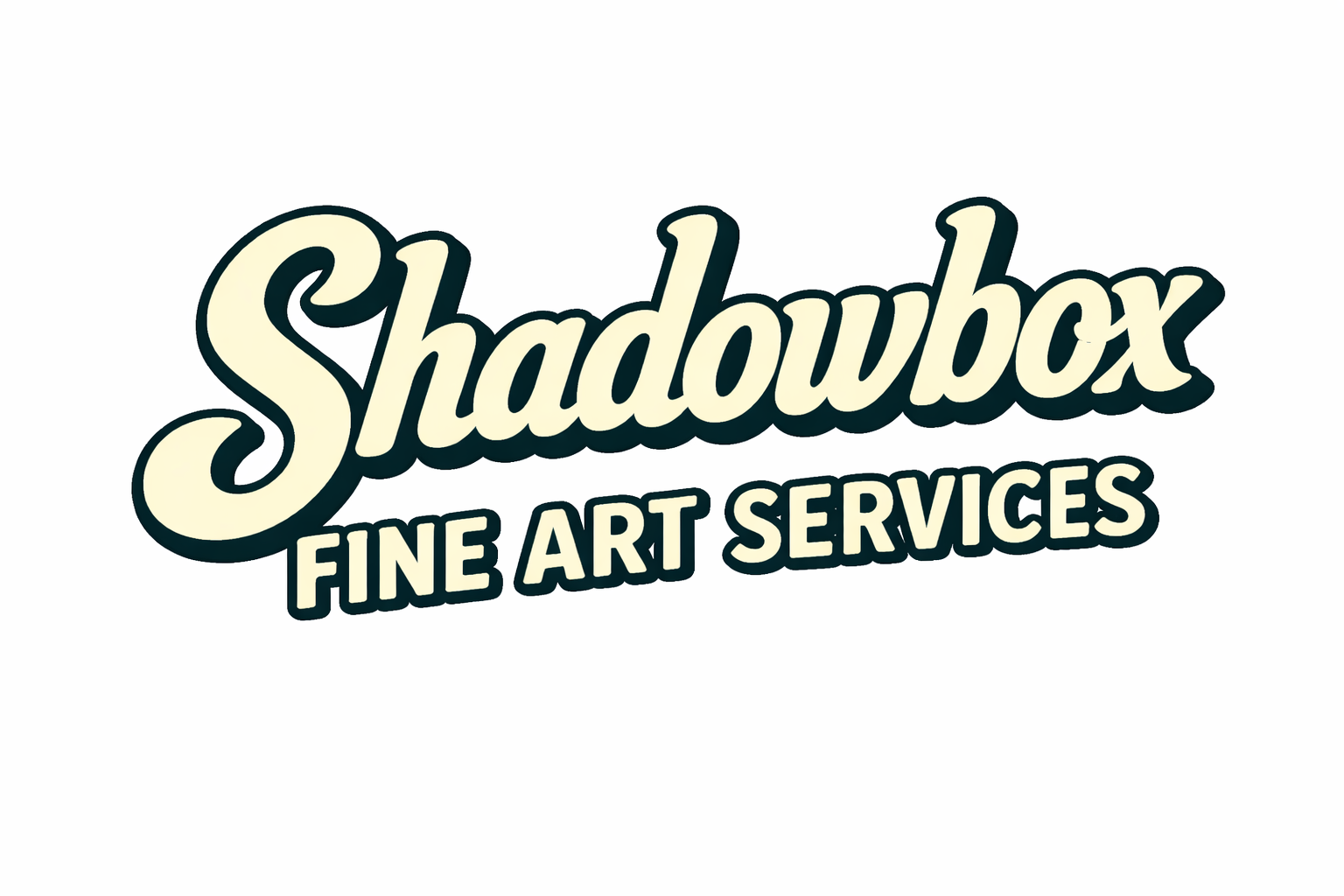 Logo for Shadowbox Fine Art Services with stylized text.