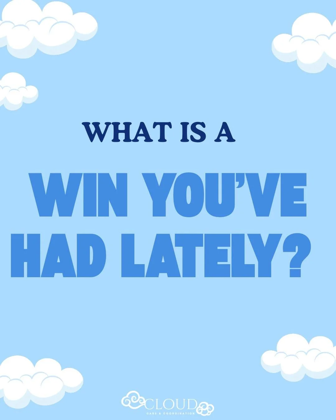 Let&rsquo;s celebrate the wins, no matter how big or small ⛅️

Maybe you made it to an appointment, tried something new, or just got out of bed on a tough day.
Whatever it is, it matters.

Share your recent win in the comments or message us privately