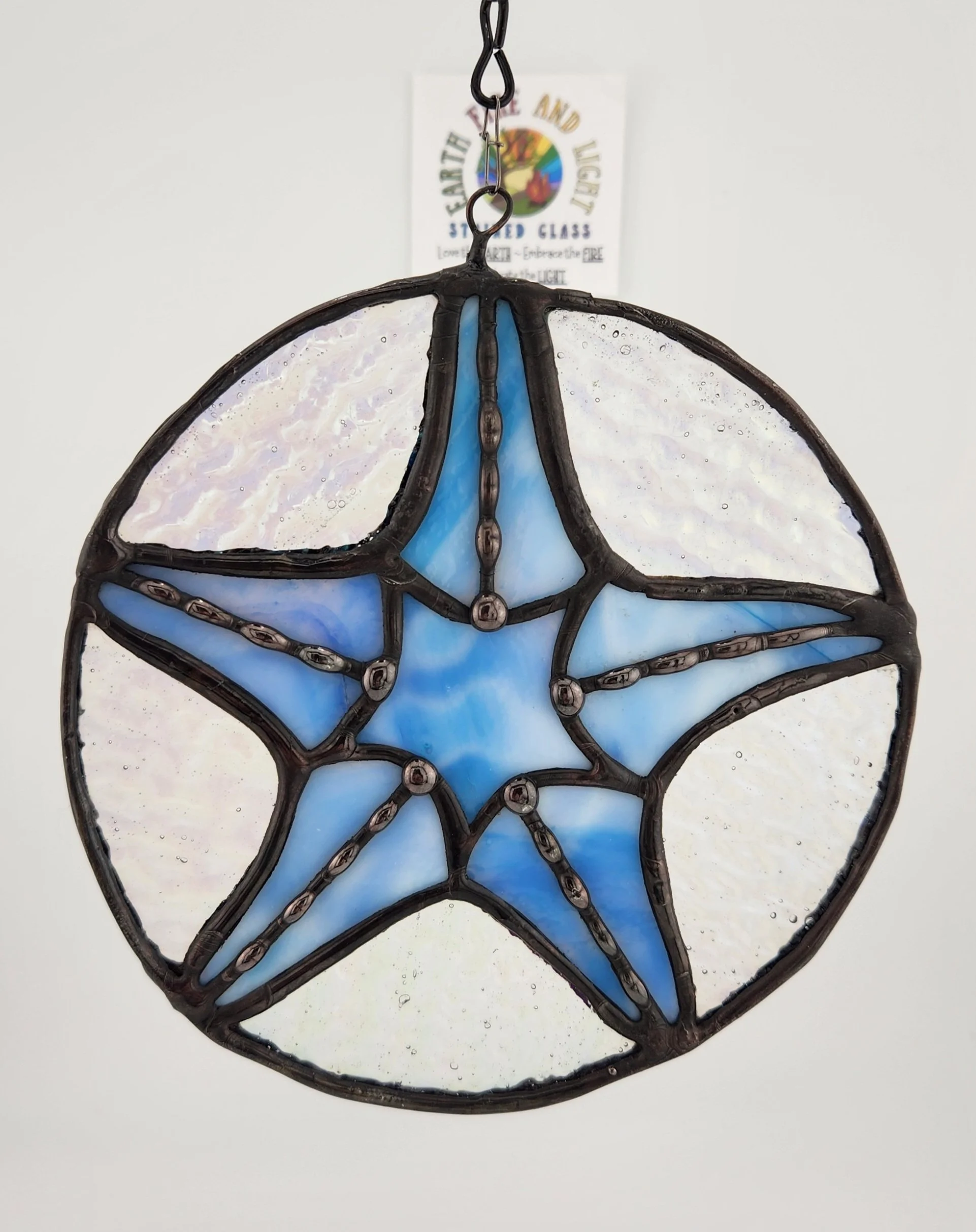 Stained glass blue sea star