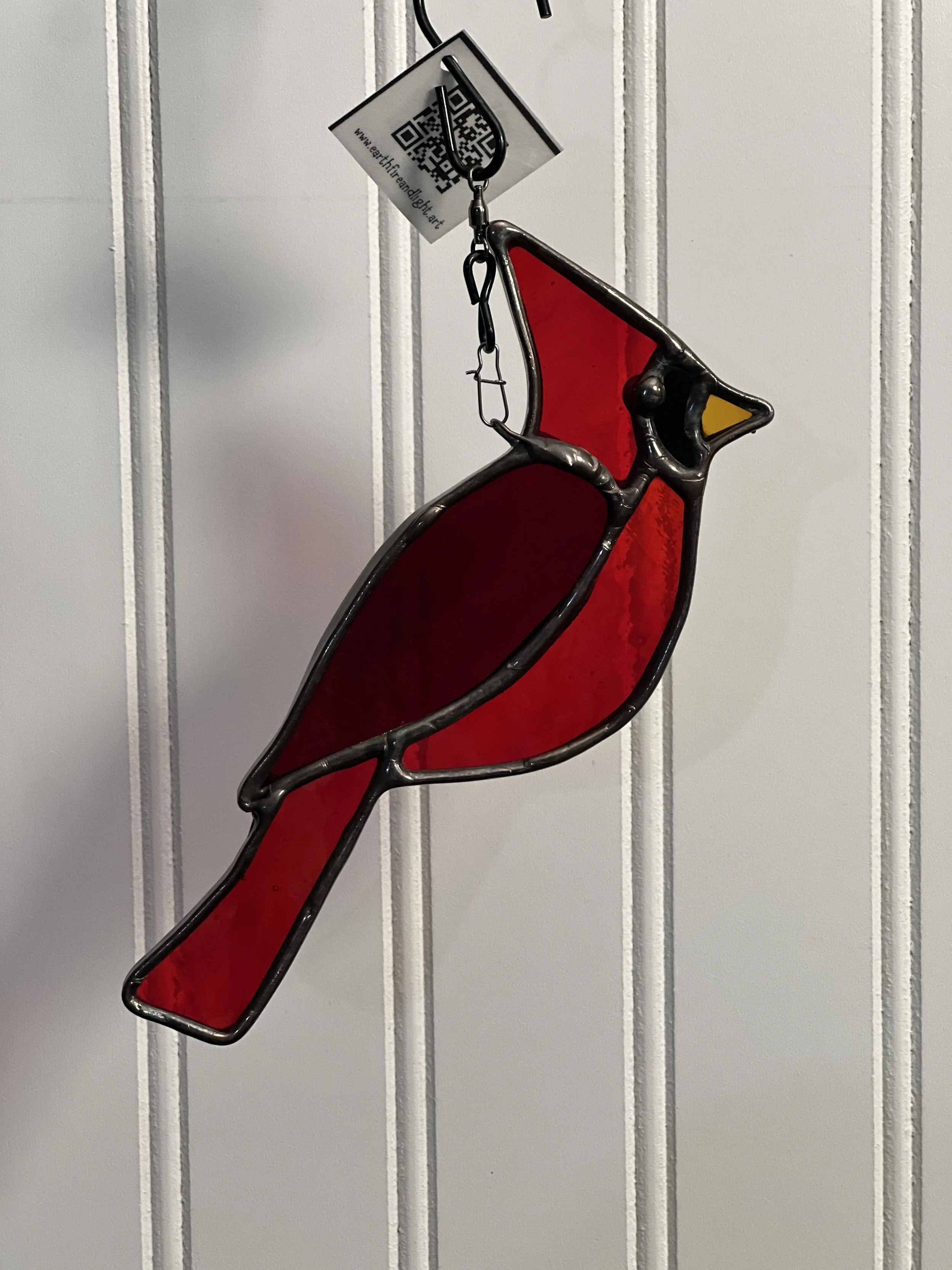 Cardinal stained glass suncatcher