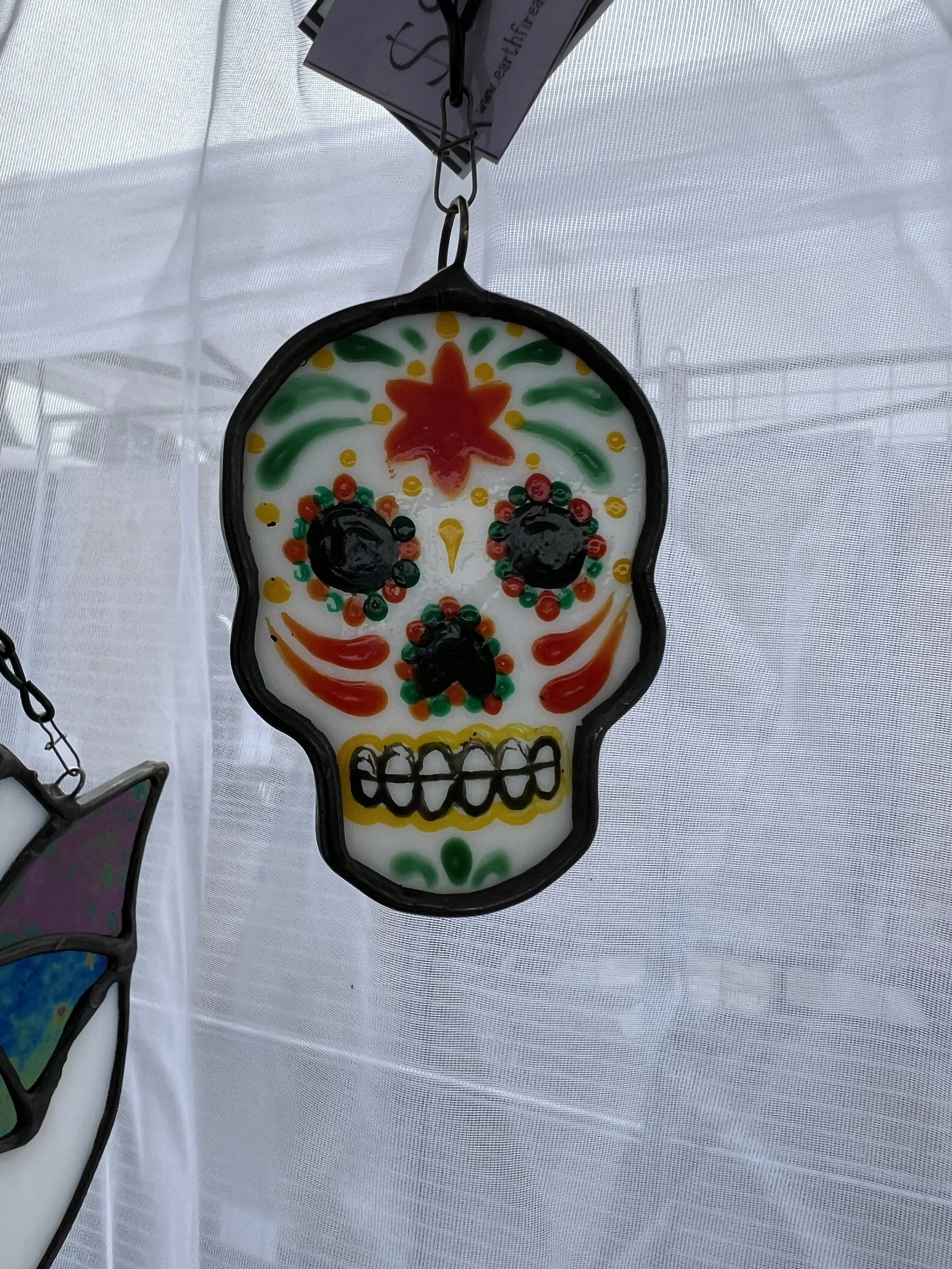 Hand painted glass sugar skull