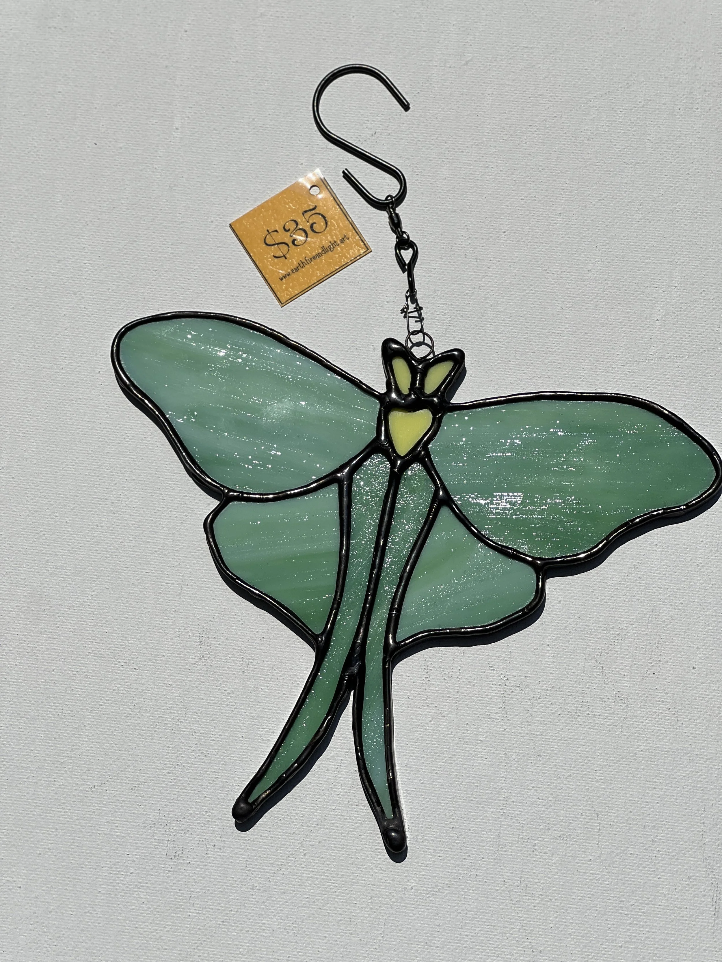 Stained glass Luna moth