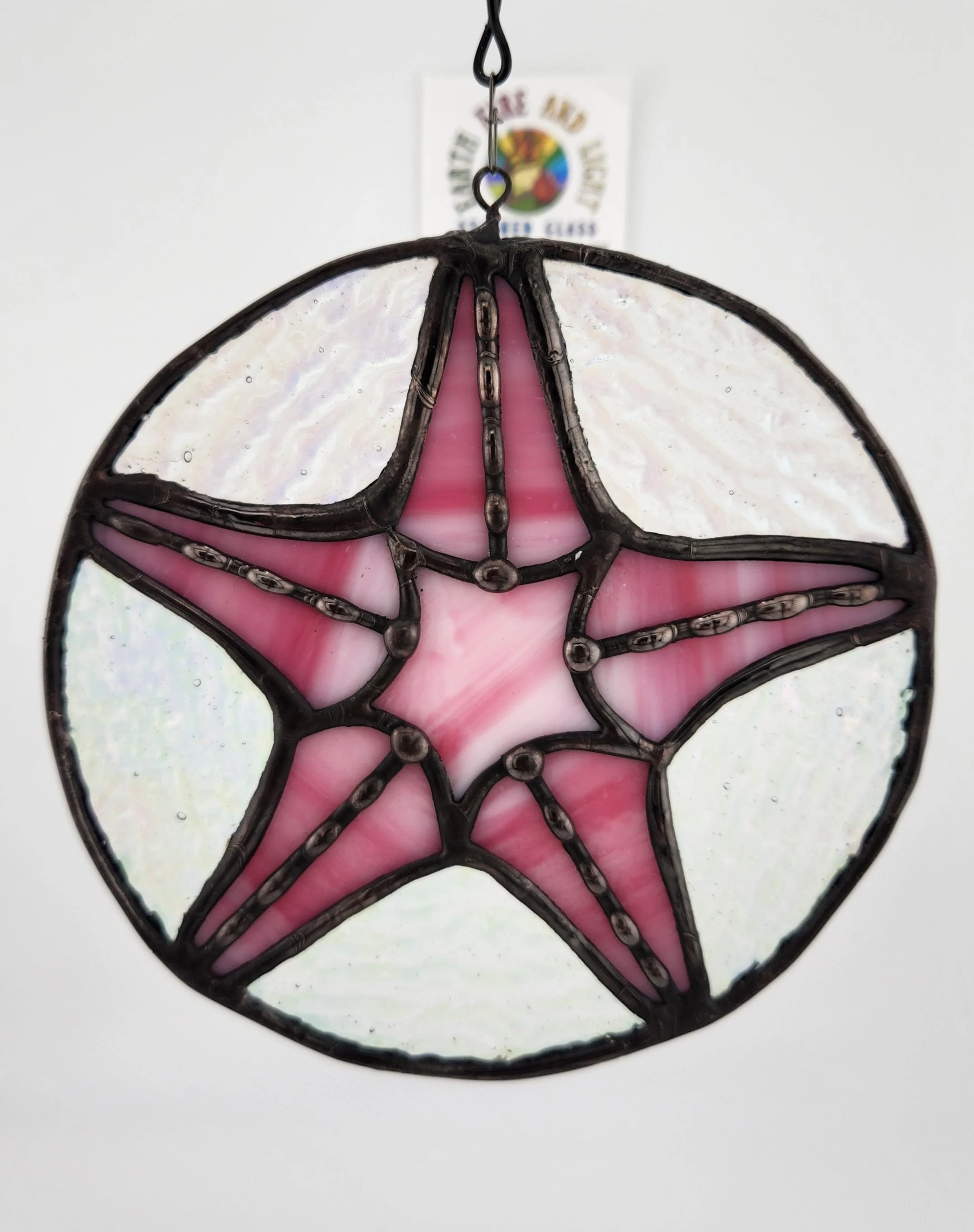 Stained glass pink sea star