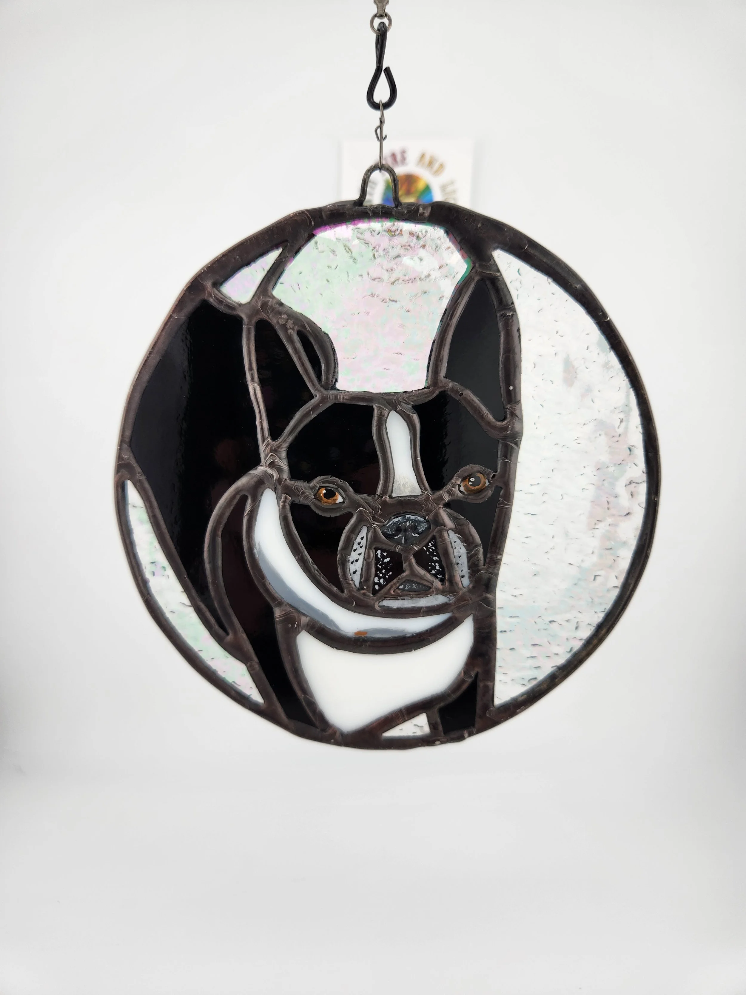 Custom dog stained glass