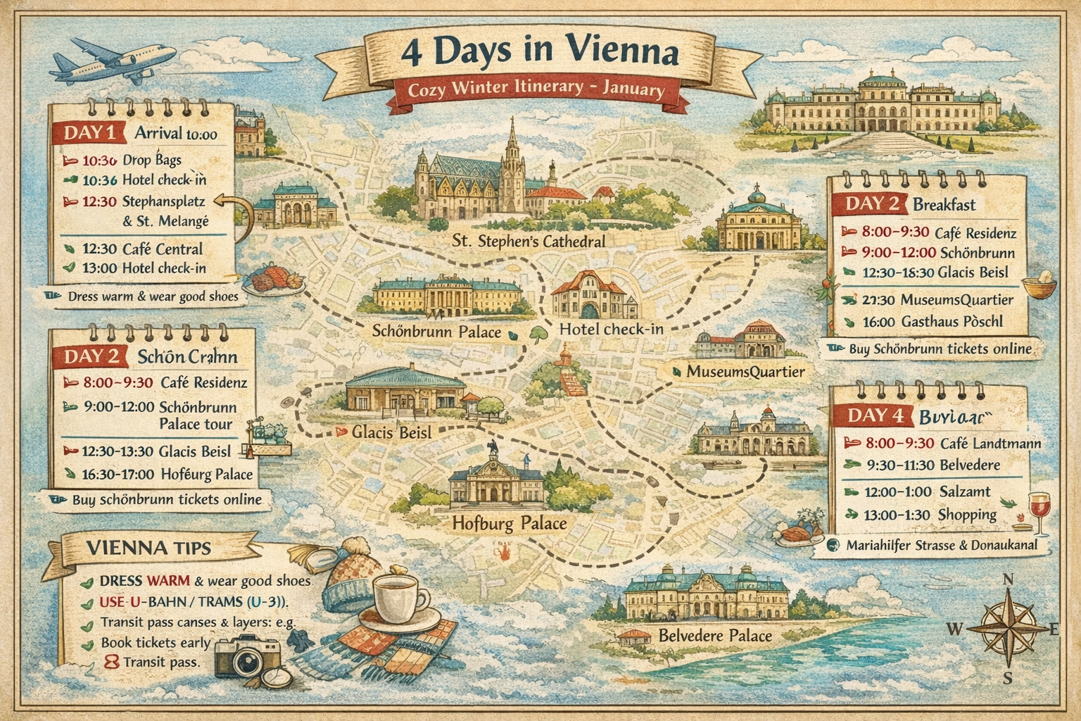 Itinerary Map Vienna in Winter