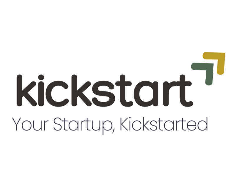 Kickstarter logo with the tagline, "Your Startup, Kickstarted."
