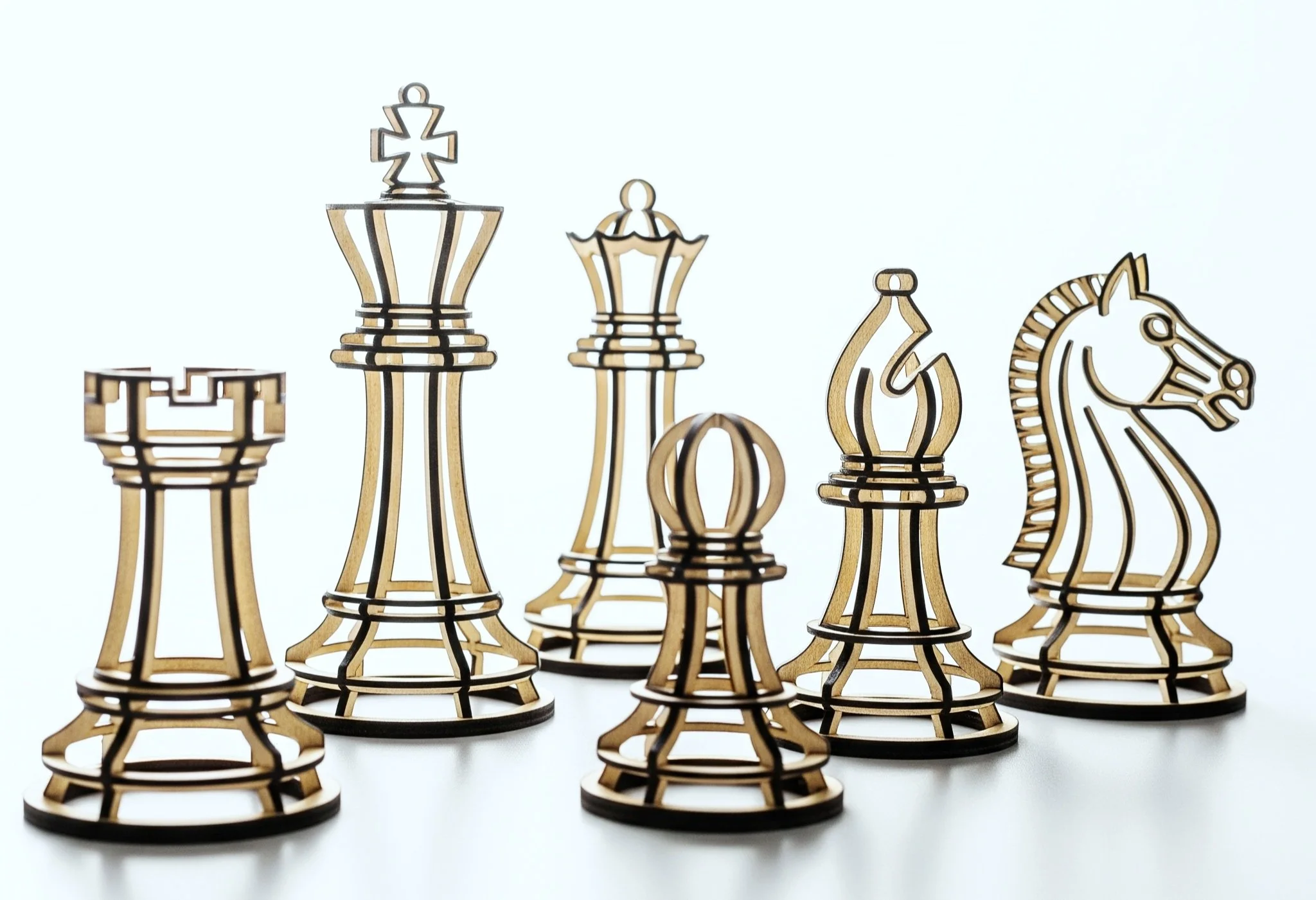 Chess Pieces on a pastel background.
