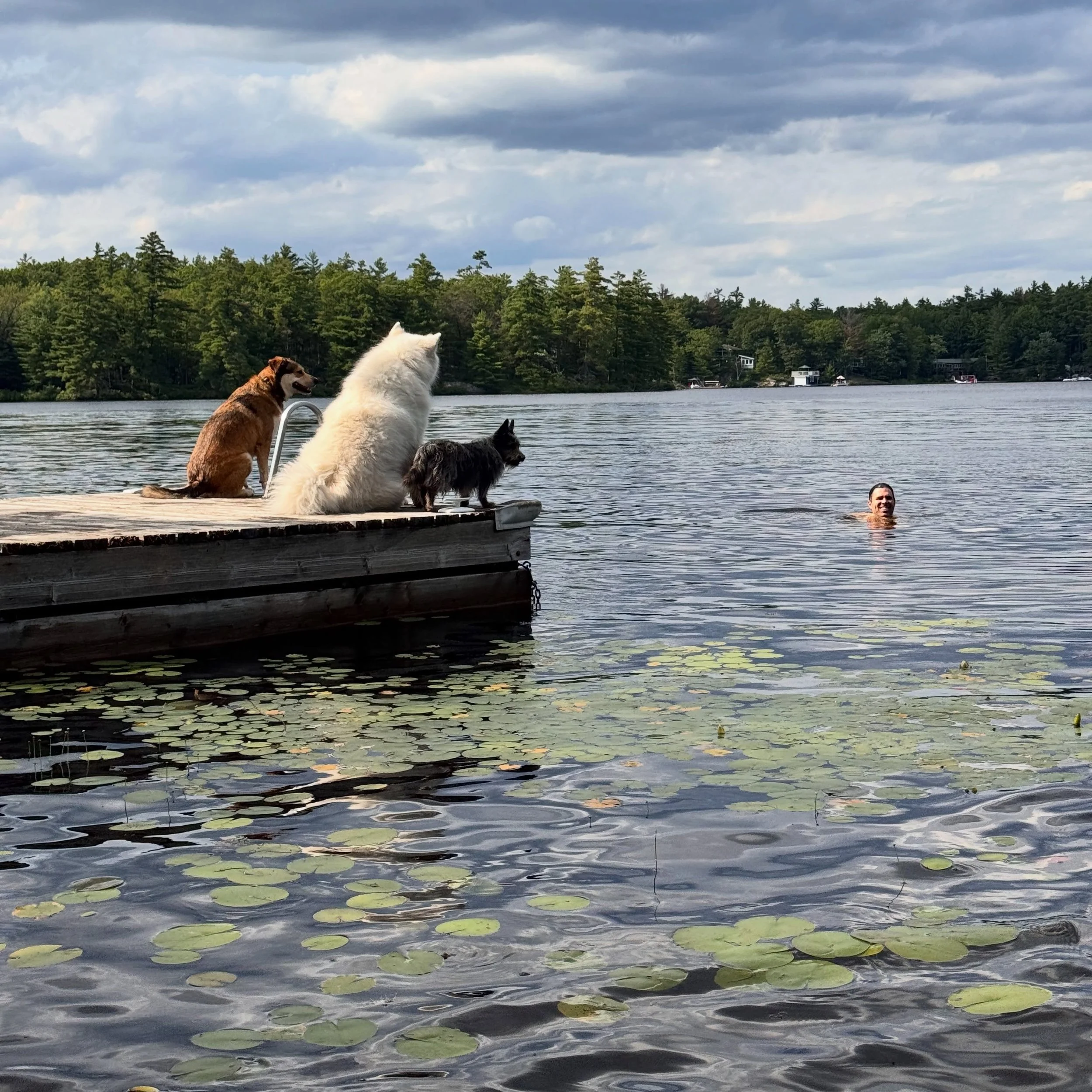 Swimming under careful supervision.