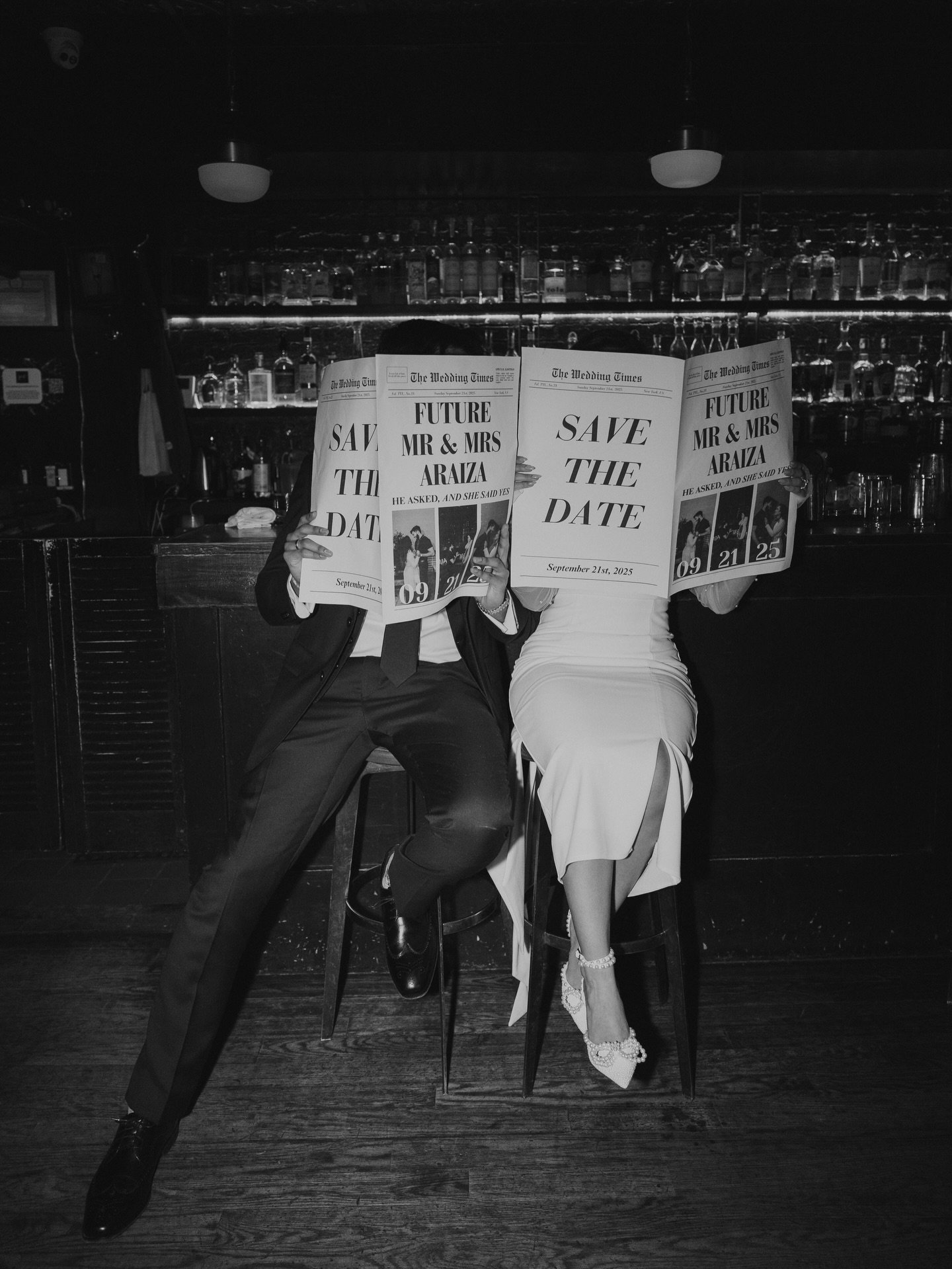 Alina had this envisioned this for her save their dates and it was executed perfectllyyy 🤩✨ we bought some drinks, asked politely if we could take just a couple flash photos and the bartender was more than happy to allow us ANNDD to to make the mome