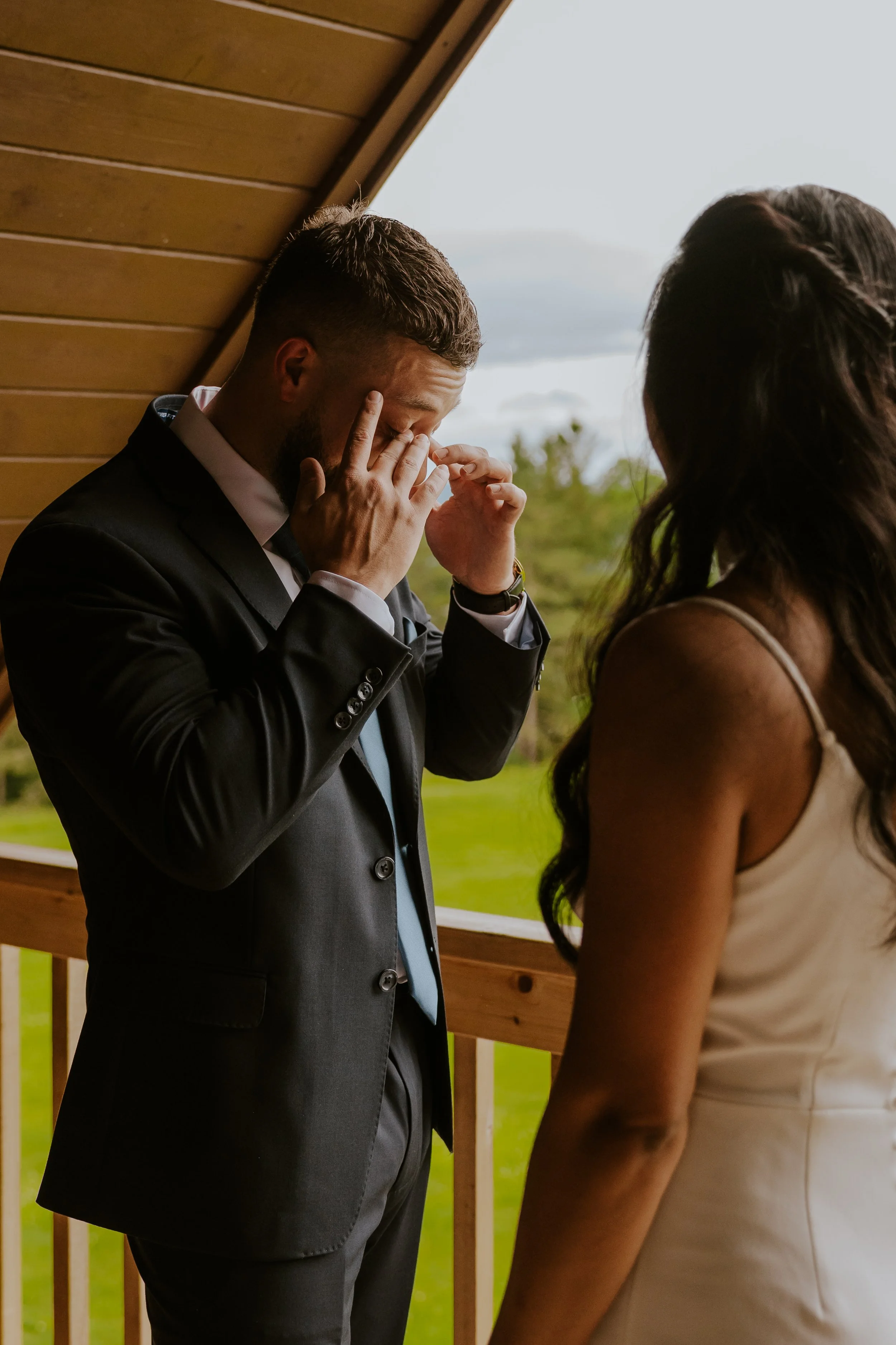 An intimate first look at a wedding that took place in Seminary Hill Cidery in New York