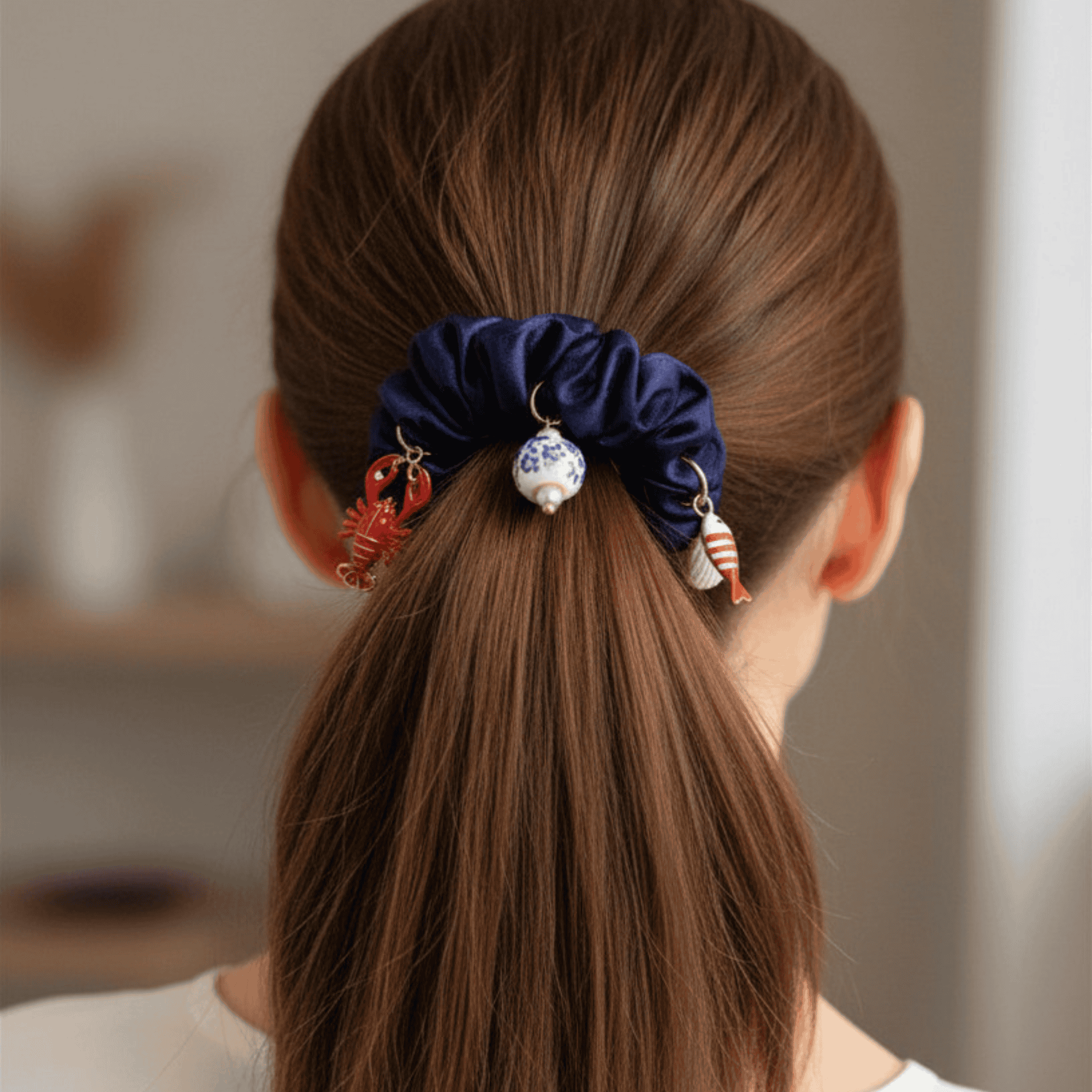 Madaket Charm Scrunchie, Navy