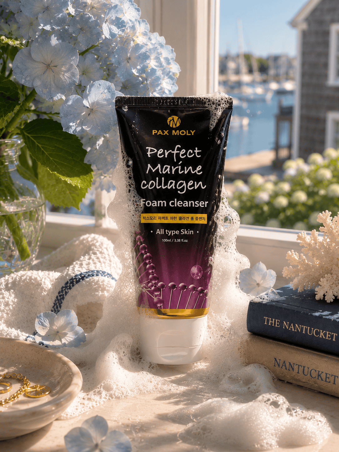 PAXMOLY Perfect Marine Collagen Foam Cleanser | Hydrating Korean Facial Cleanser