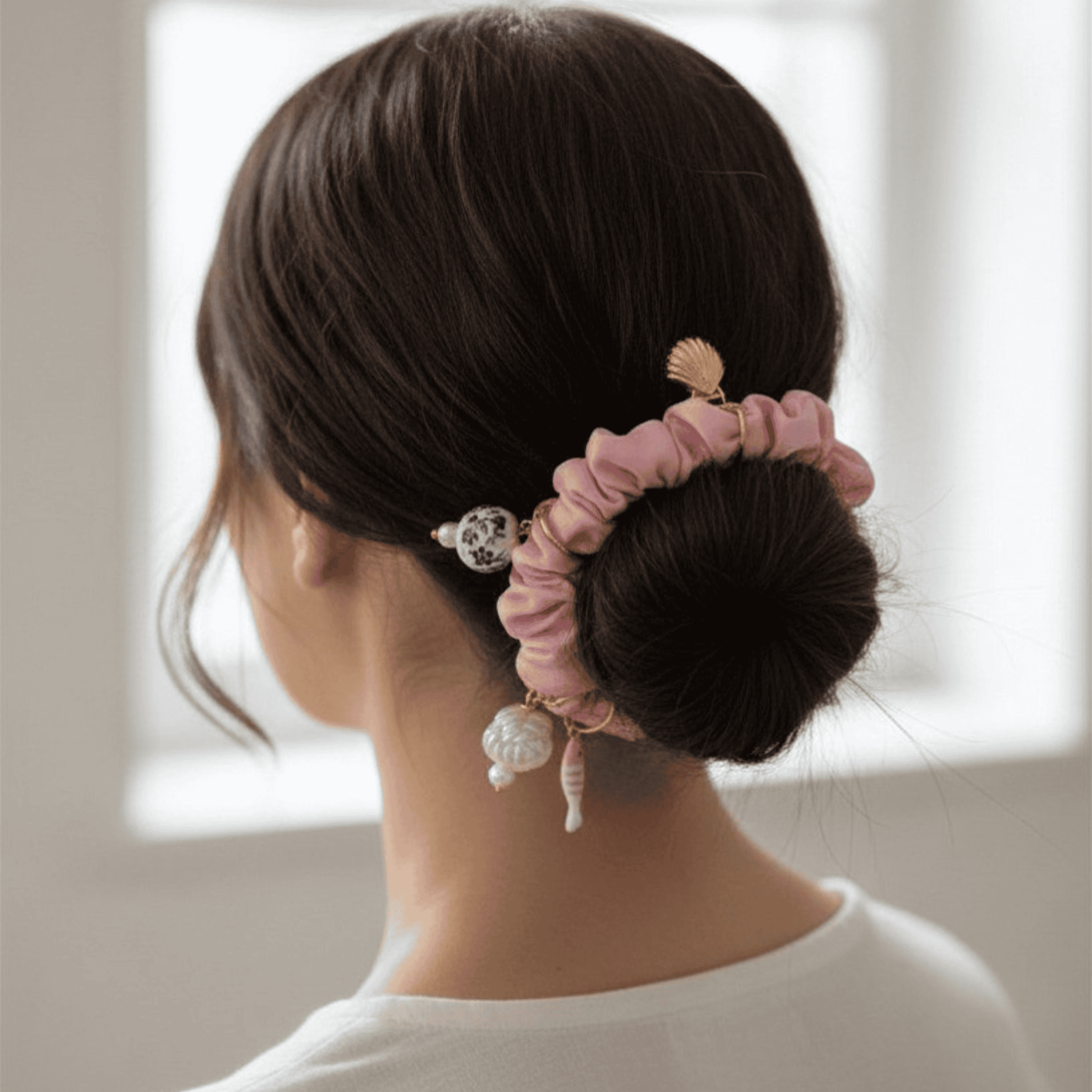 Madaket Charm Scrunchie, Pink