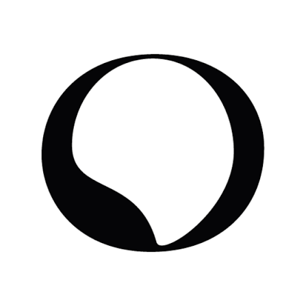 Black and white logo with a stylized letter O.