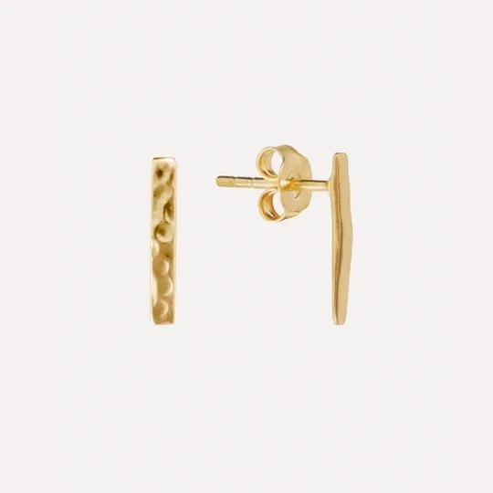 Lana Hammered Bar Stud Earrings