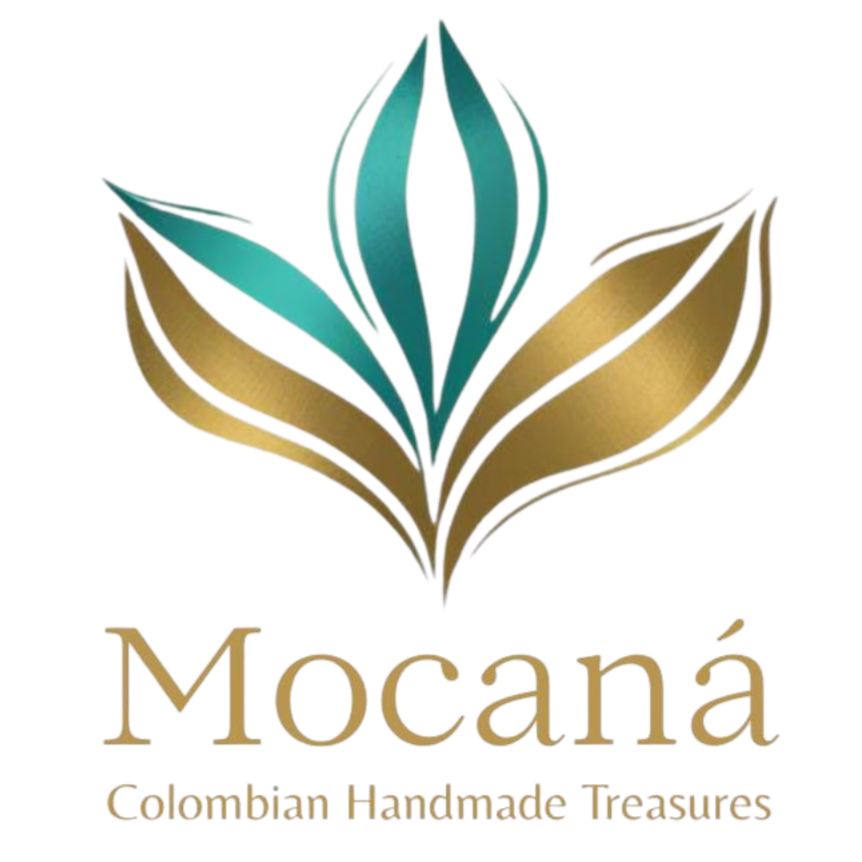 Logo of Mocana with a stylized flower or leaf design above the company name and tagline 'Colombian Handmade Treasures.