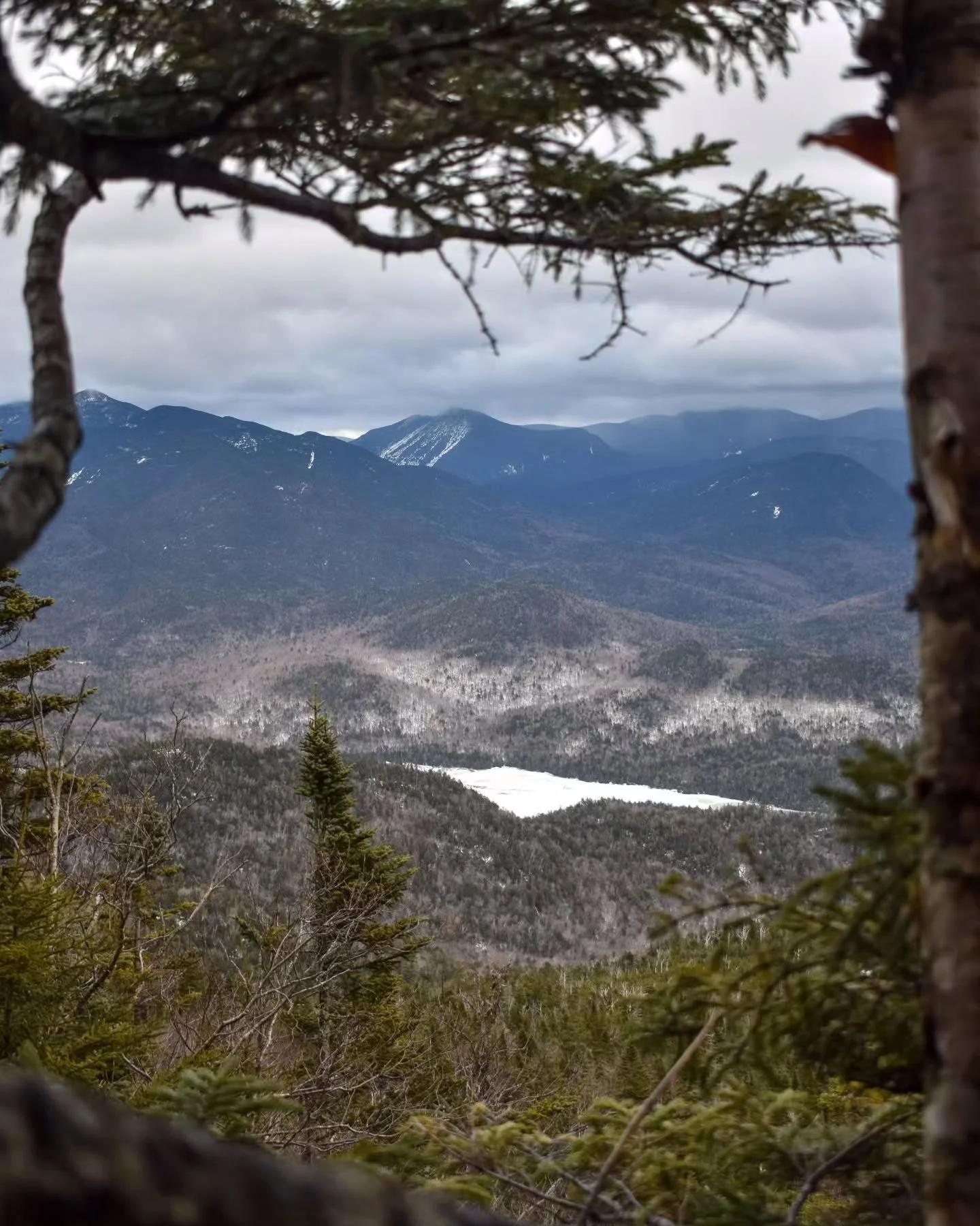 Back to the High Peaks, to views seldom seen.
The last time I hiked the stretch of trail that led to the beginning of this bushwhack, I was working towards my redline goal. On that trip, I'd ski/snowshoe to Duck Hole via Bradley Pond, then come back
