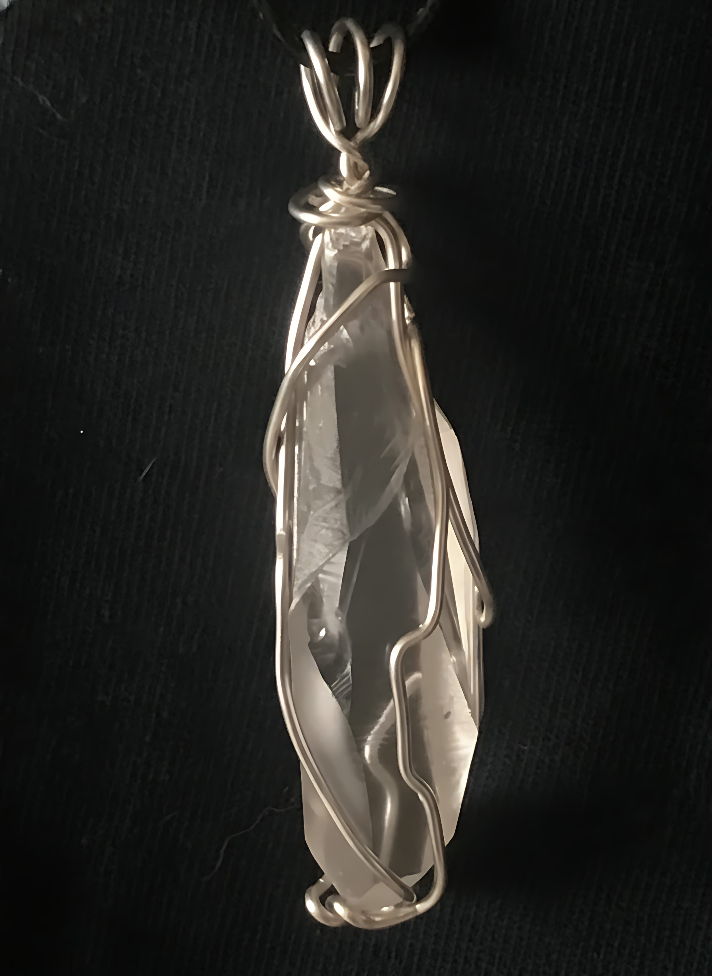 Silver Wire Wrapped Clear Quartz Crystal