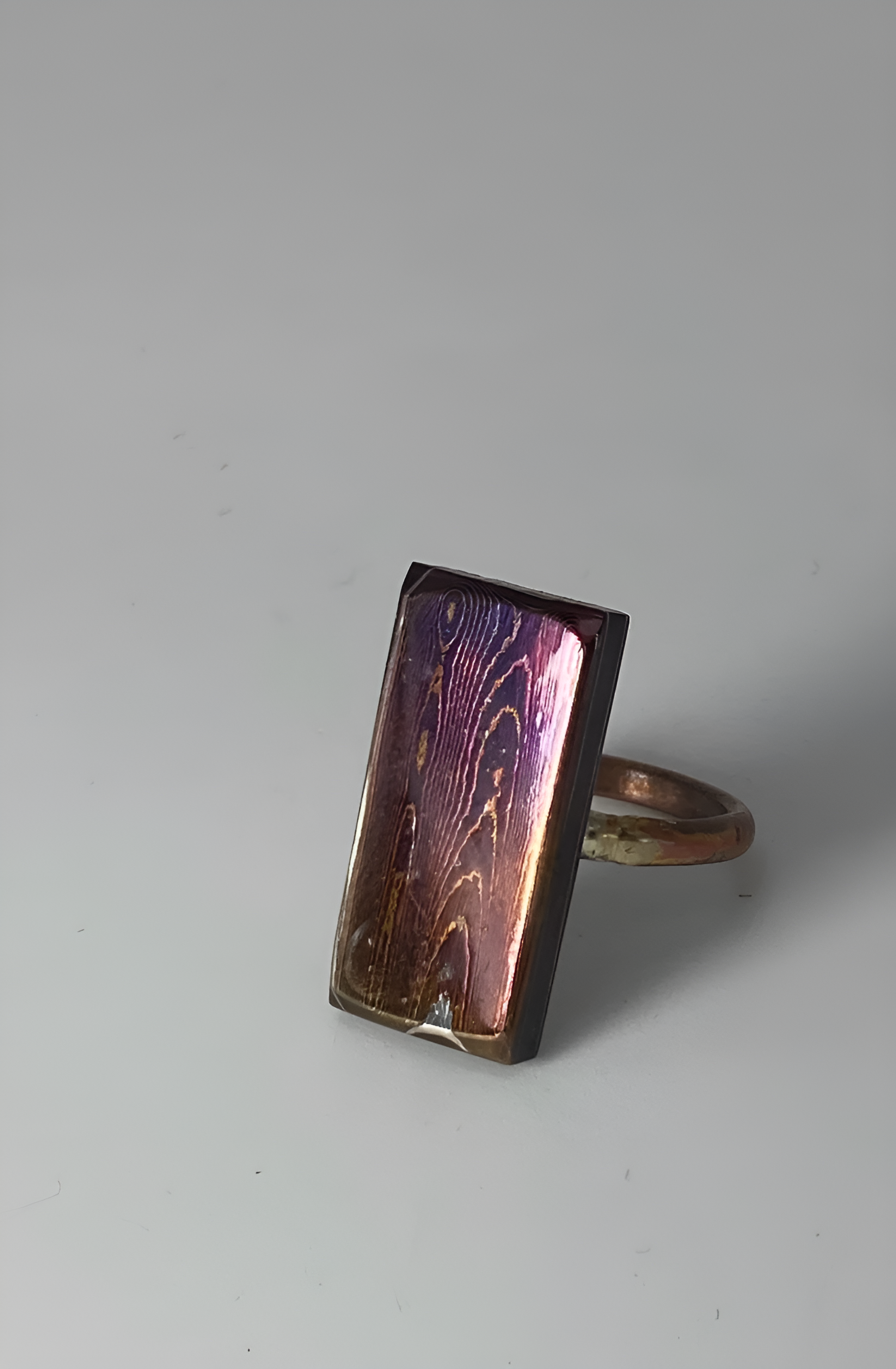 Rectangle BF&T Damascus Steel Ring