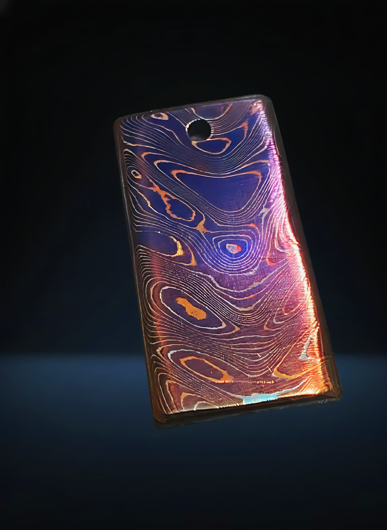 Rectangle BF&T Damascus Pendant