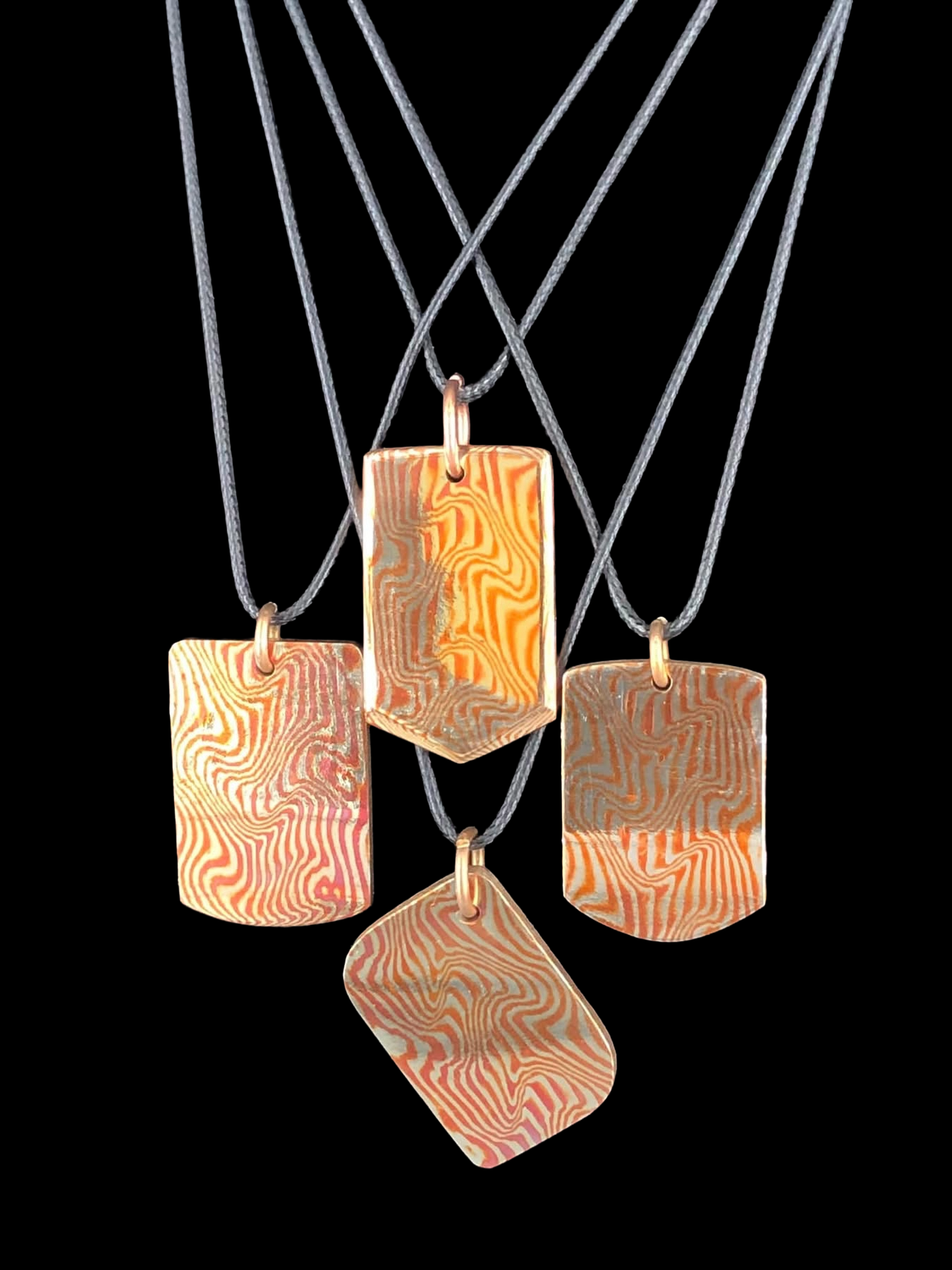 Four Mokume Gane Pendants