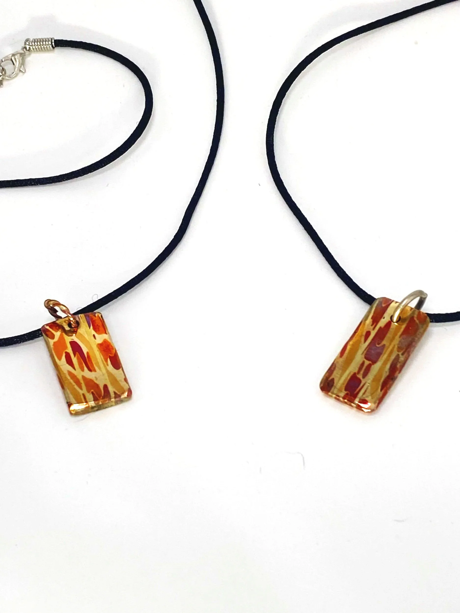 Pair of Soldered Mokume double sided pendants