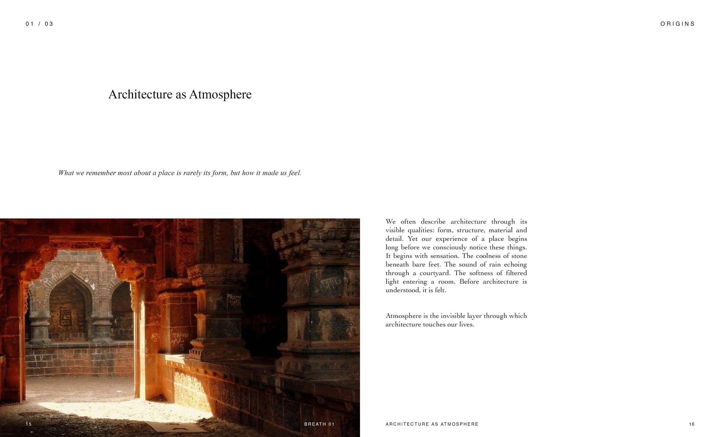Open archway of ancient red sandstone architecture with intricate carvings and arches, bathed in warm sunlight.