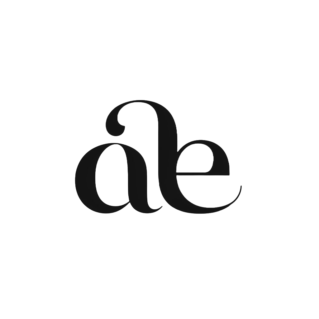 Stylized black lowercase letters 'a', 'b', and 'e' on a white background.
