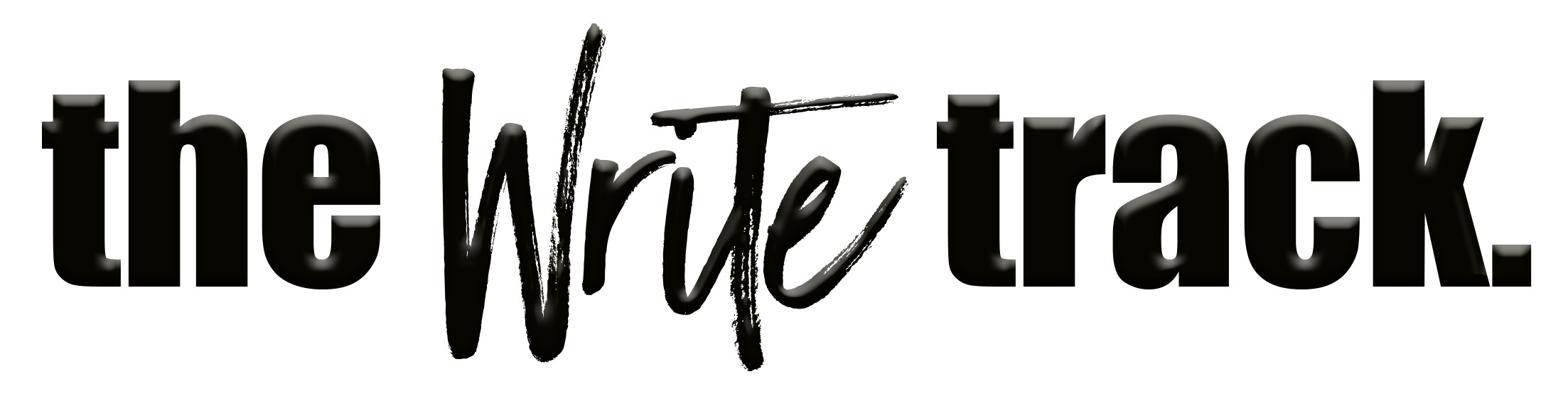 3D logo of the name 'Write' with black and blue coloring. Journaling for middle school girls. Journaling workshop. Teenage program to support girls getting on the 'right track'.