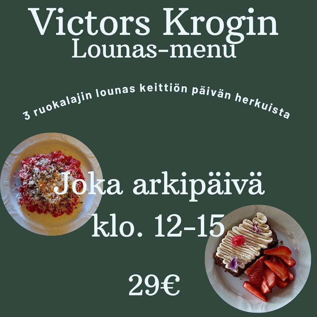 KROGIIN ON TULLUT LOUNASMENU🔥
T&auml;st&auml; viikosta alkaen meill&auml; on joka p&auml;iv&auml; 12 ja 15 v&auml;lisen&auml; aikana tarjolla Krogin oma lounasmenu! Menu koostuu alku-, p&auml;&auml;- sek&auml; j&auml;lkiruoasta, ja hintaa sill&auml;