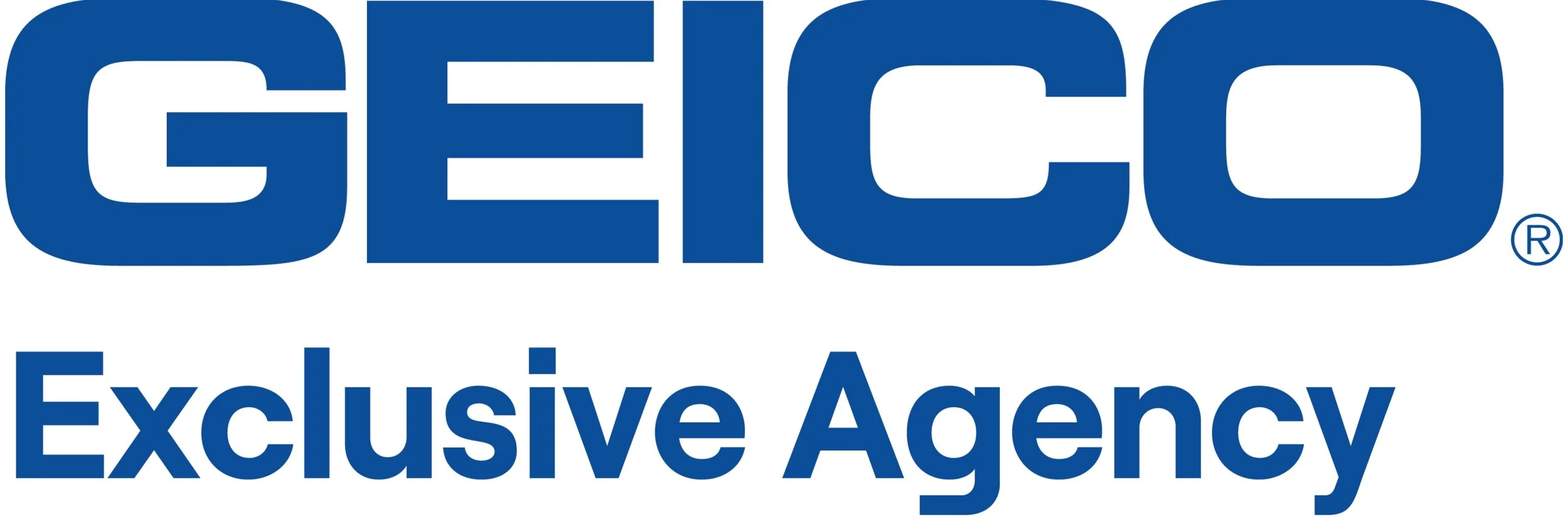 The logo of GEICO, a blue and white text logo that reads 'GEICO' with the tagline 'Exclusive Agency' underneath.