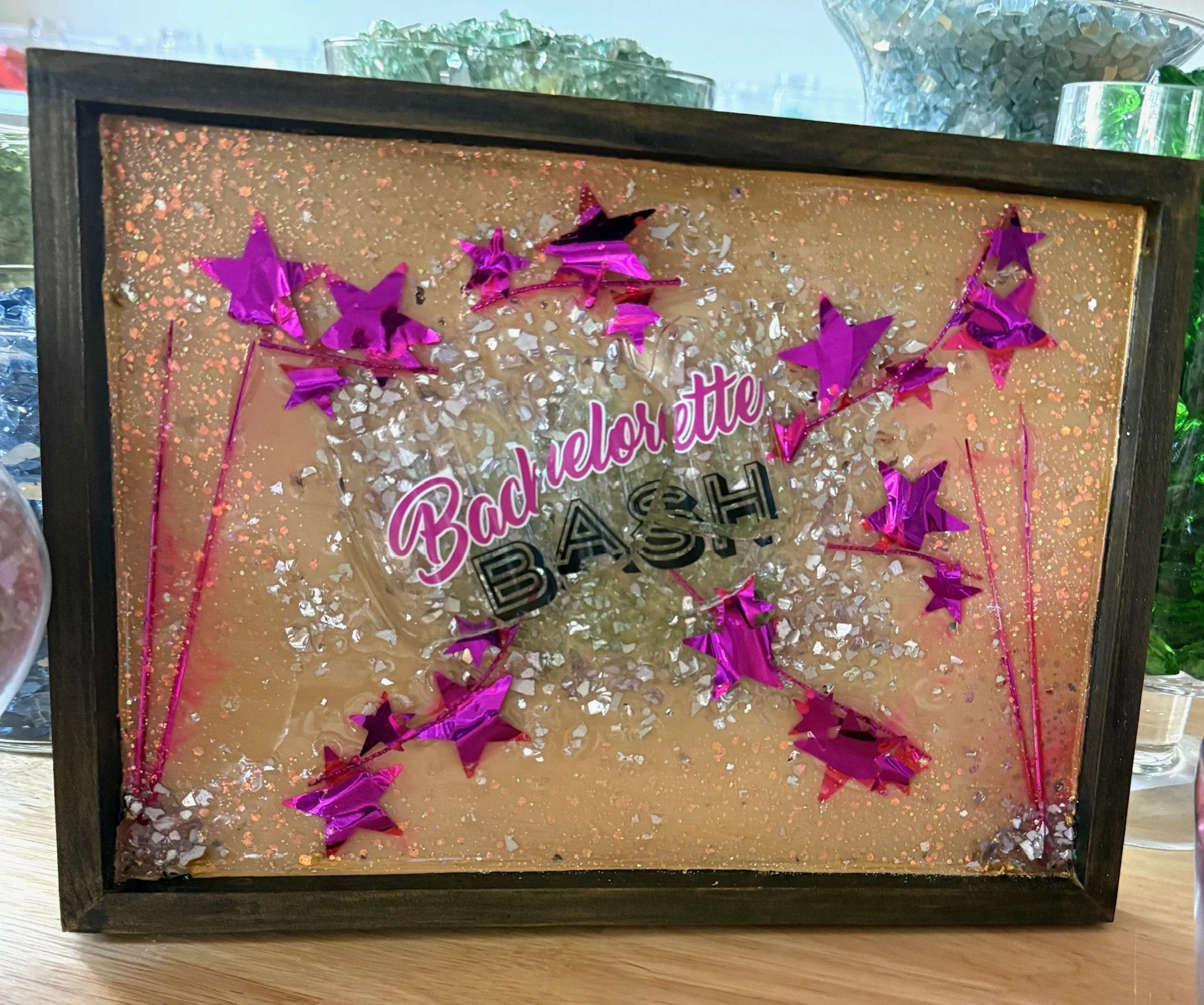 Bachelorette Party Cut/Crushed Glass Resin Art