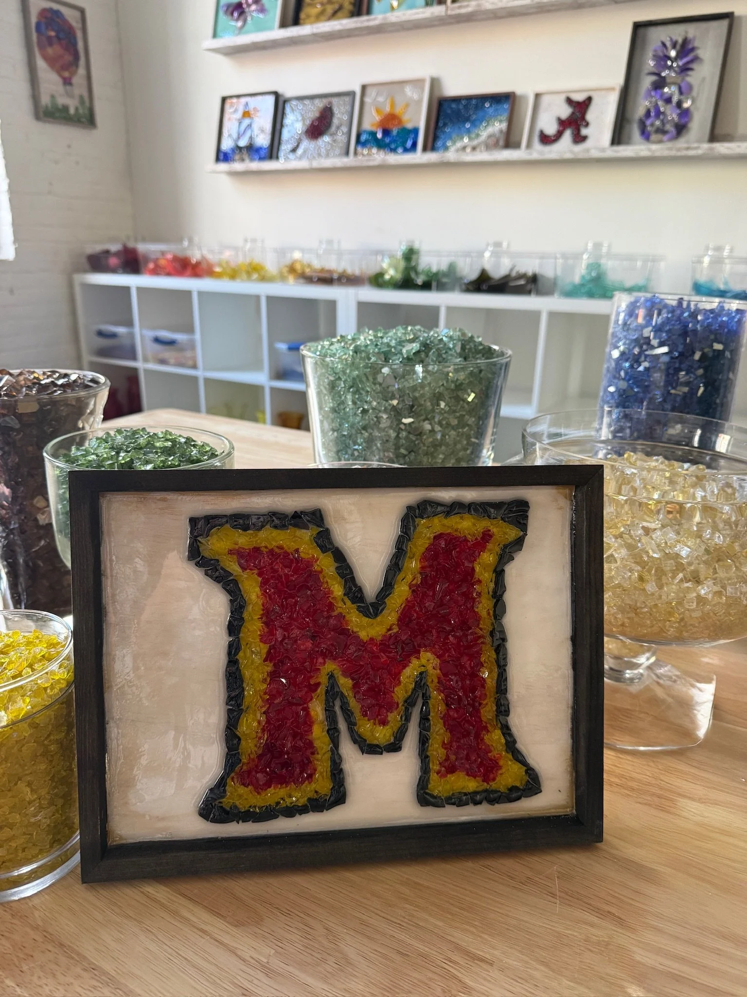University of Maryland Cut/Crushed Glass Resin Art