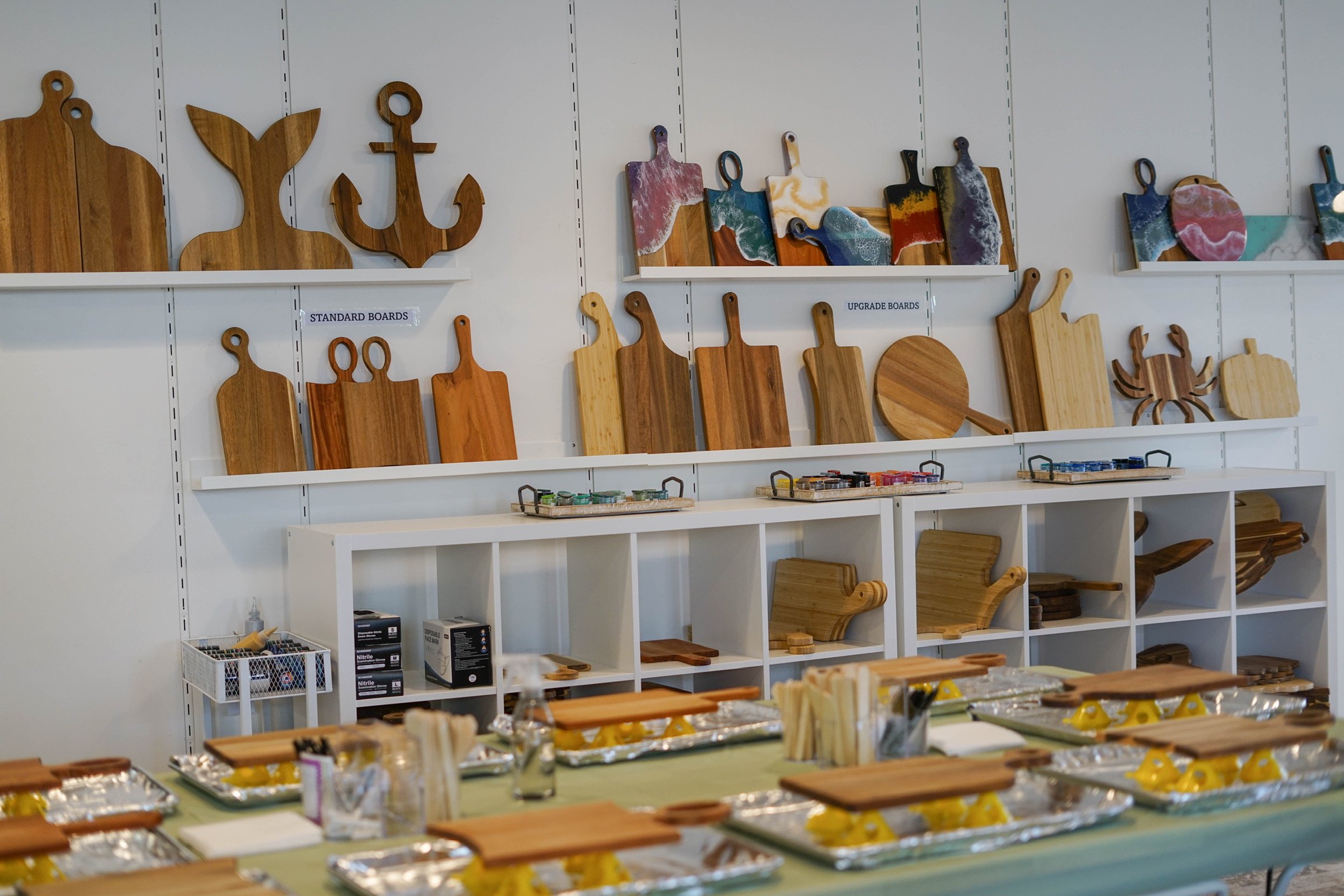 The Resin Room's Wood Art workshop area