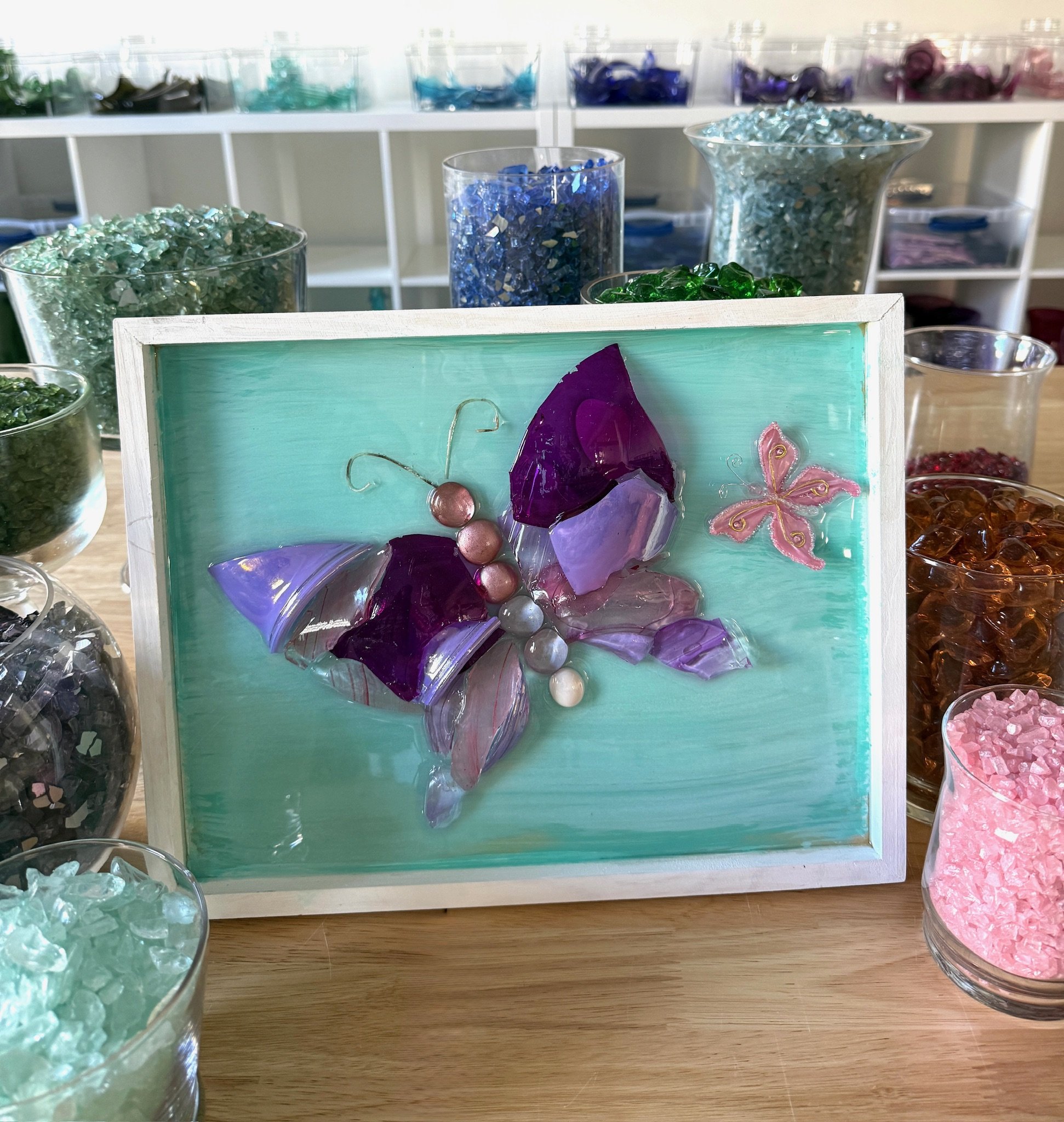 Butterfly cut glass resin art