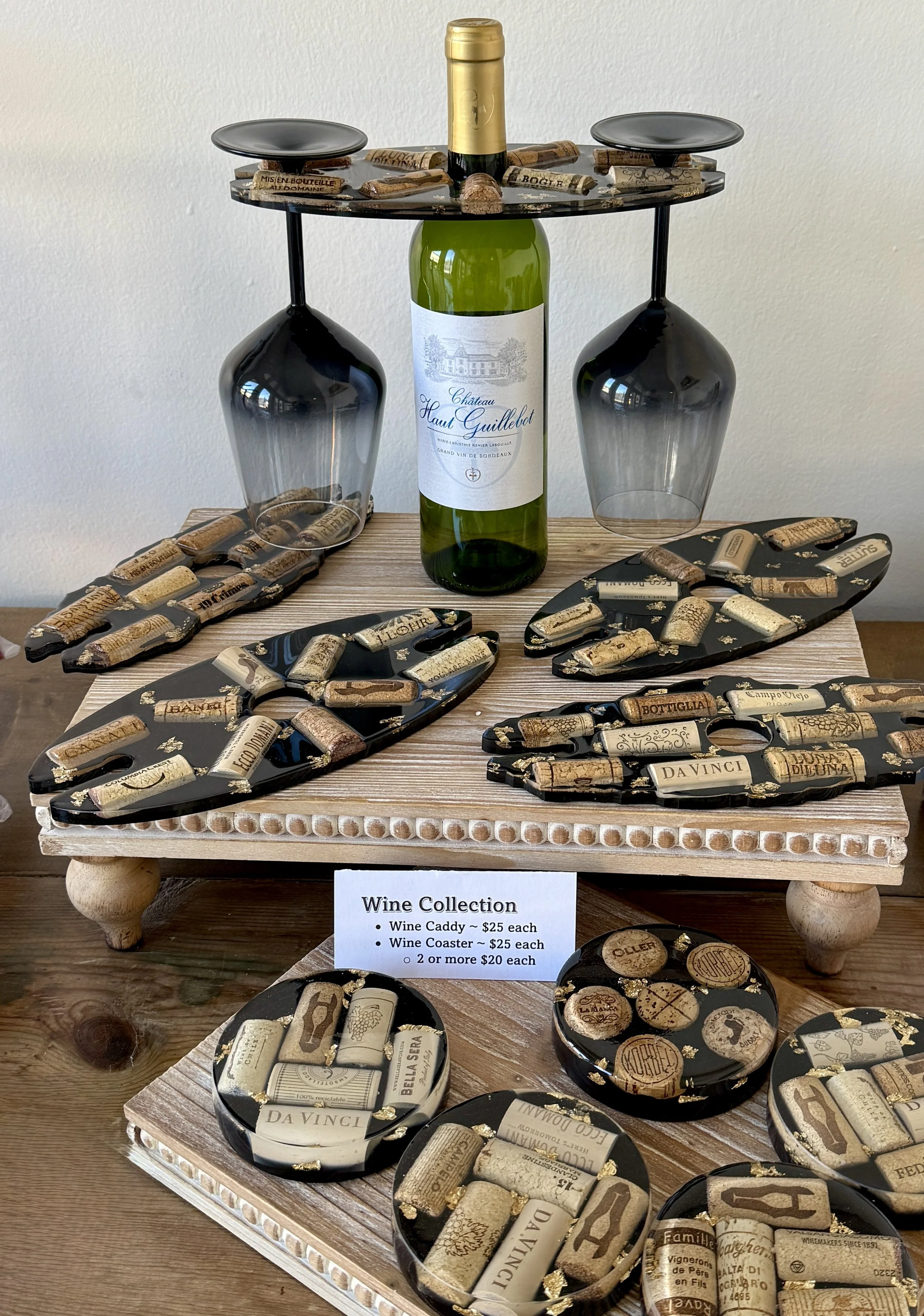 Wine Cork Resin coaster and wine glass holders