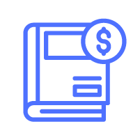 Outline of a book with a dollar sign coin
