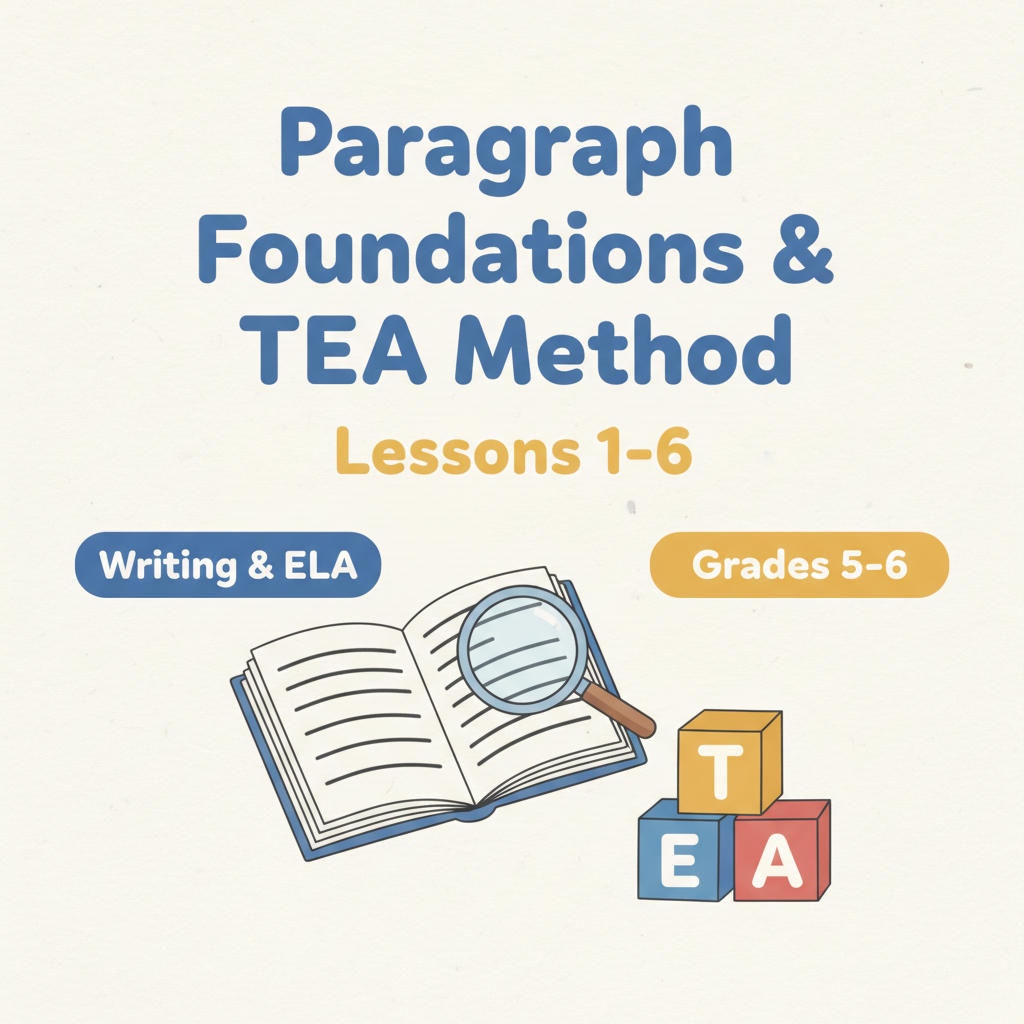 Paragraph Foundations & TEA Method: Lessons 1-6 Grades 5th and 6th