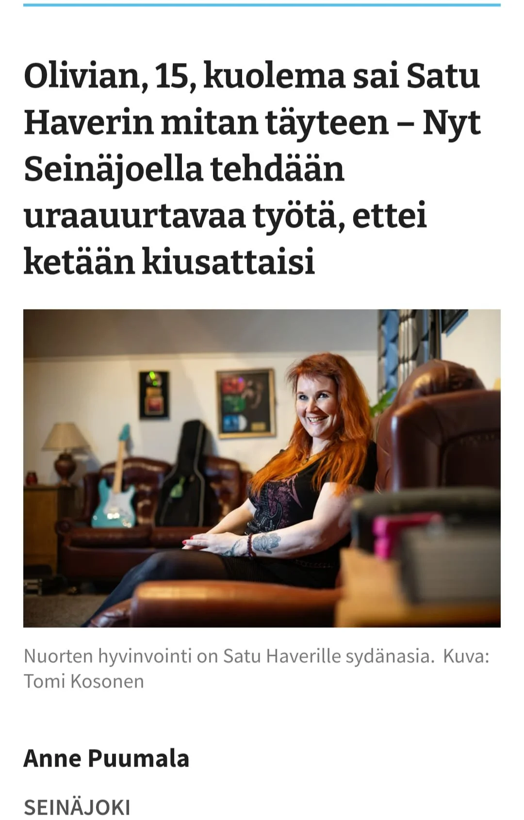 Satu Haverin haastattelu Ilkka Pohjalaisessa