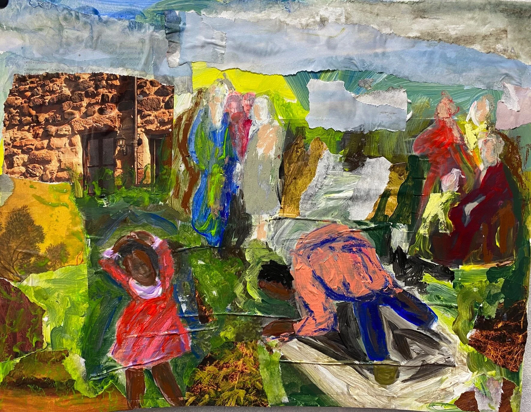 Looking for the Answers Mixed Media Collage on Paper, 11” x 14”, 2020