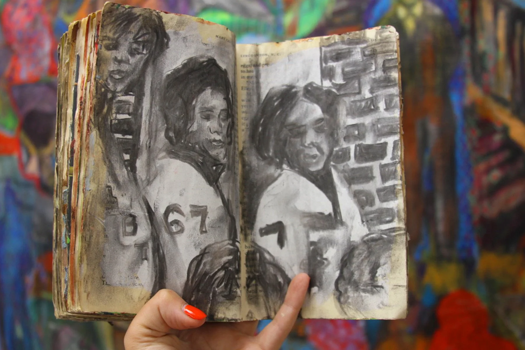 My Family Anti- Autobiography, Mixed Media in Manipulated Book, Plasters, Paint, Marker, Pencil, Charcoal, Gold Leaf, 2019