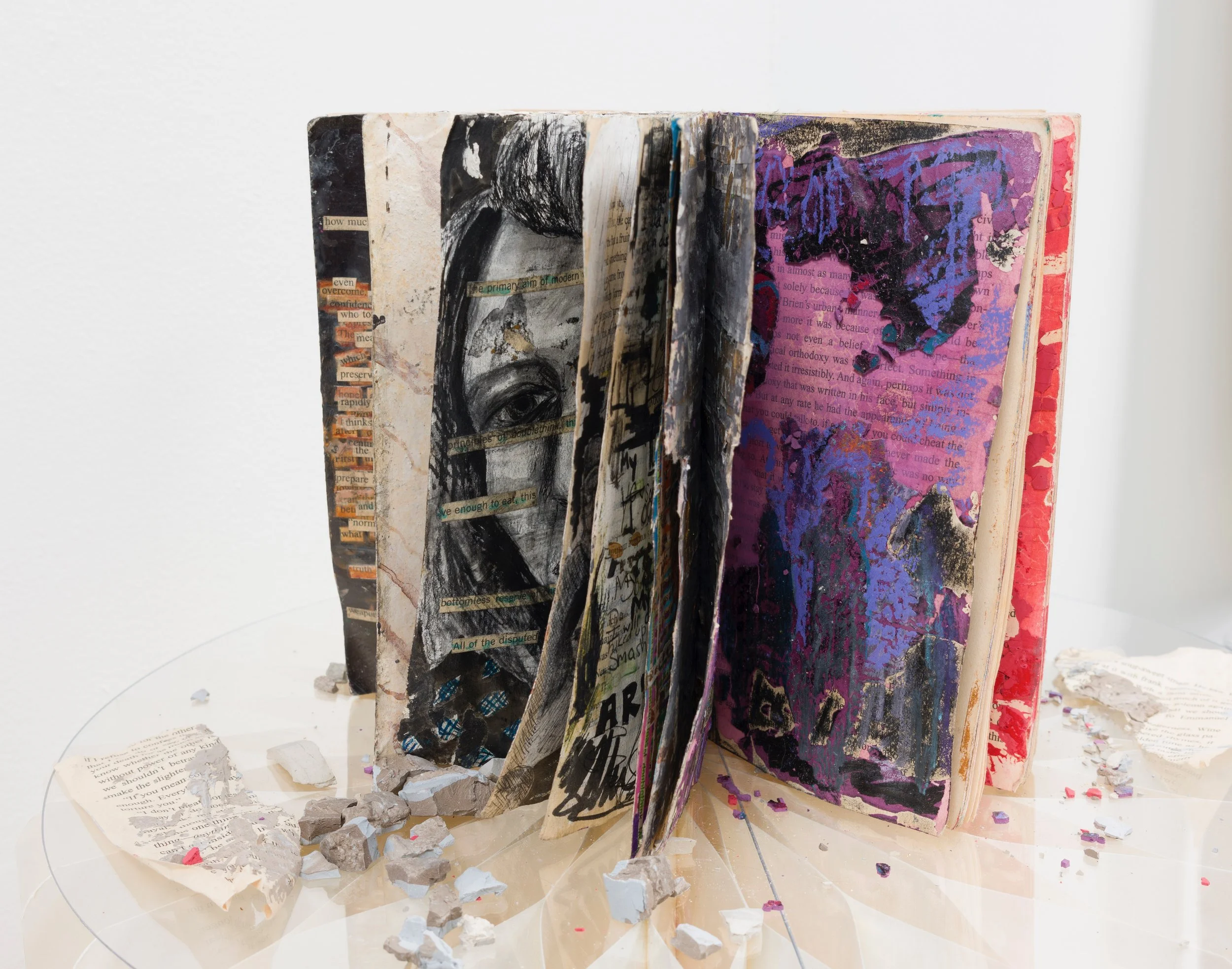 The Revisionist 1984 Revisited, Mixed Media Manipulated Book, 10 in x 8 in. x 8 in. 2020